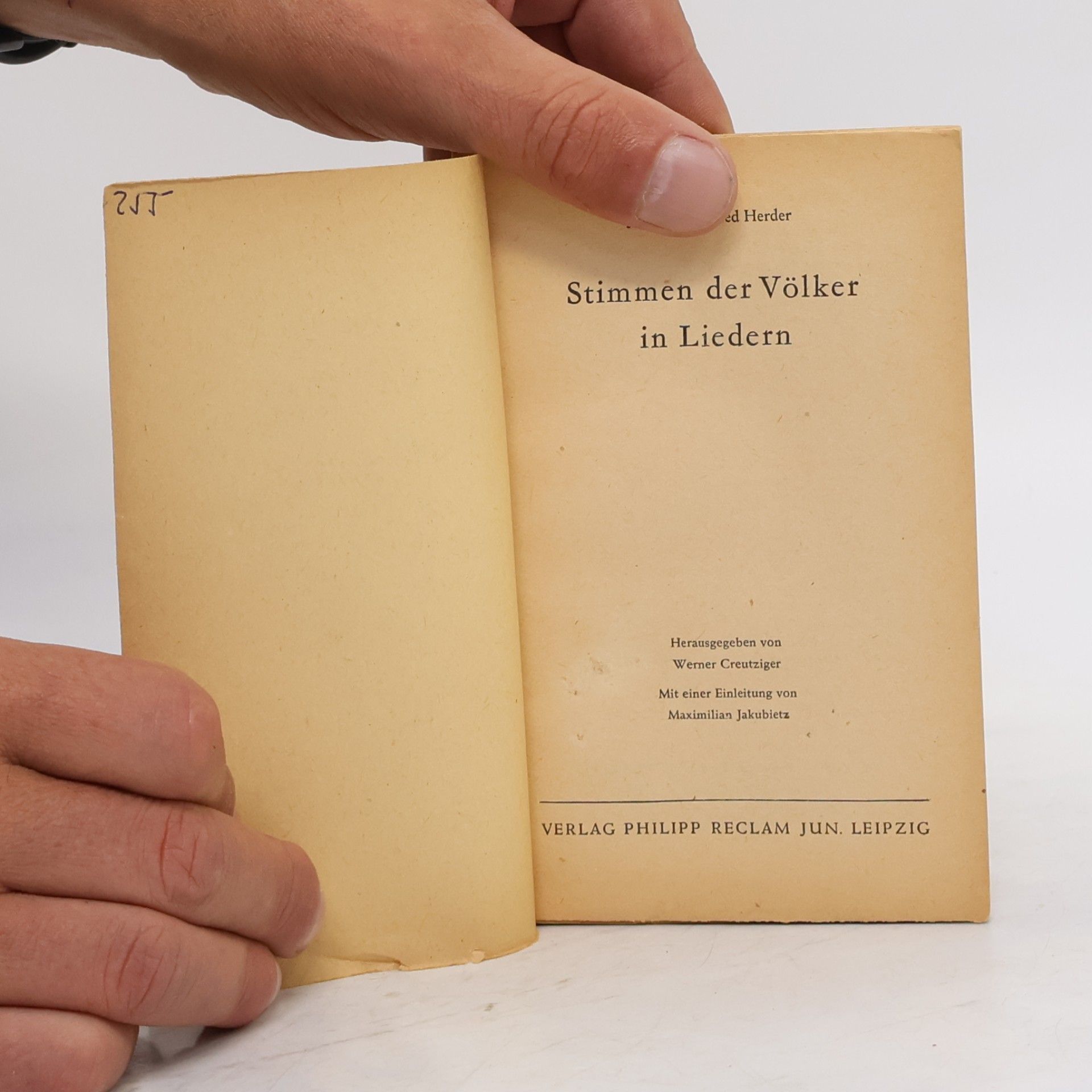Johann Gottfried Herder Stimmen der Völker in Liedern
