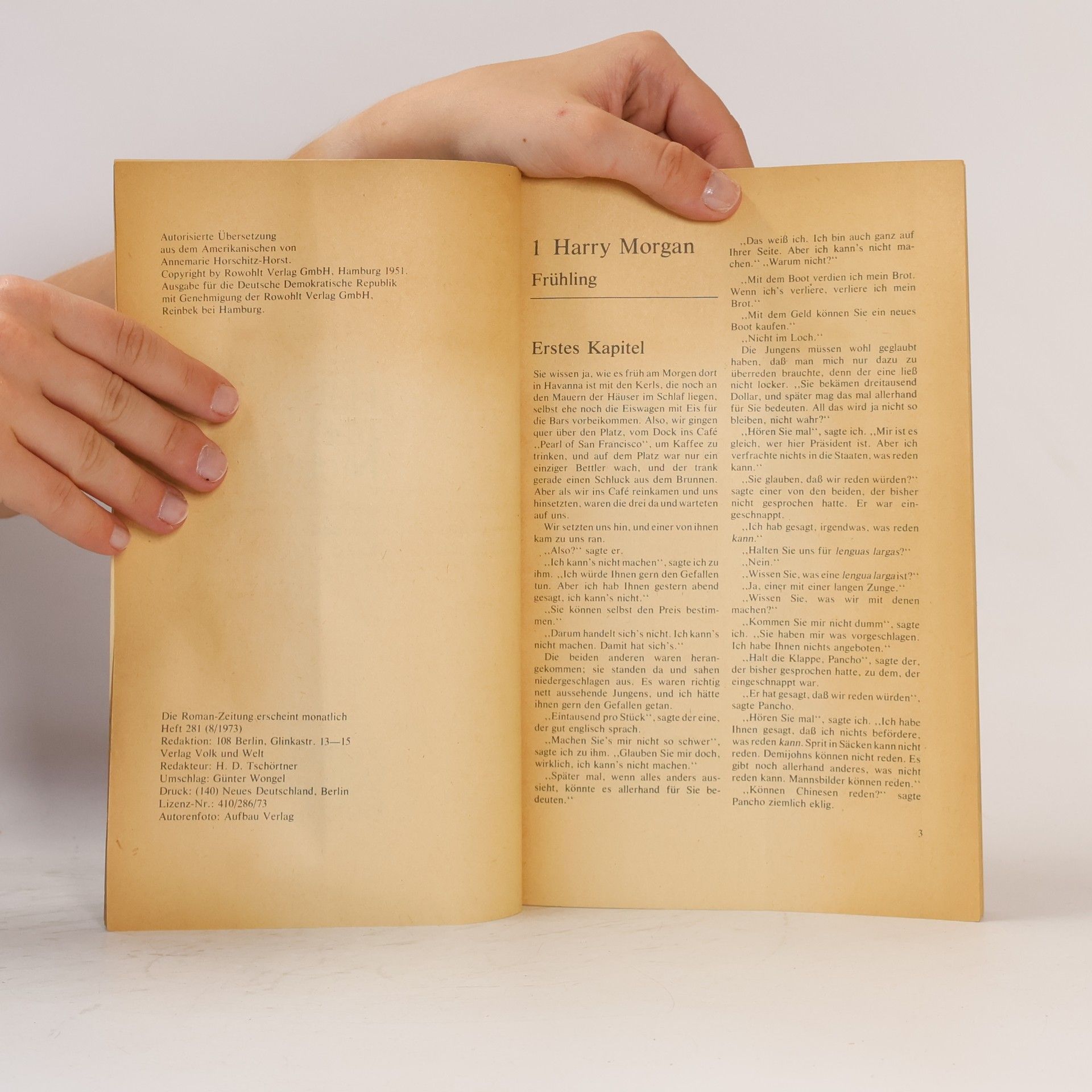 Ernest Hemingway Roman-Zeitung Heft 281 8/1973