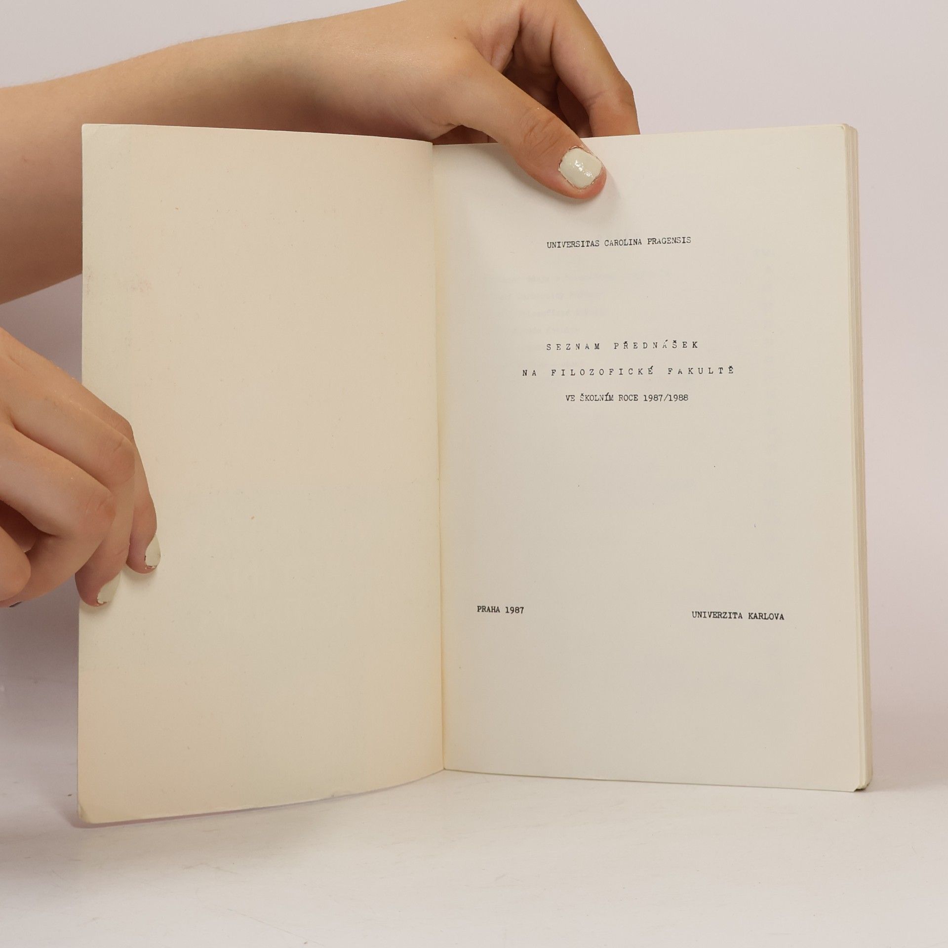 Autorenkollektiv Universitas Carolina Pragensis: Seznam přednášek 1987-1988
