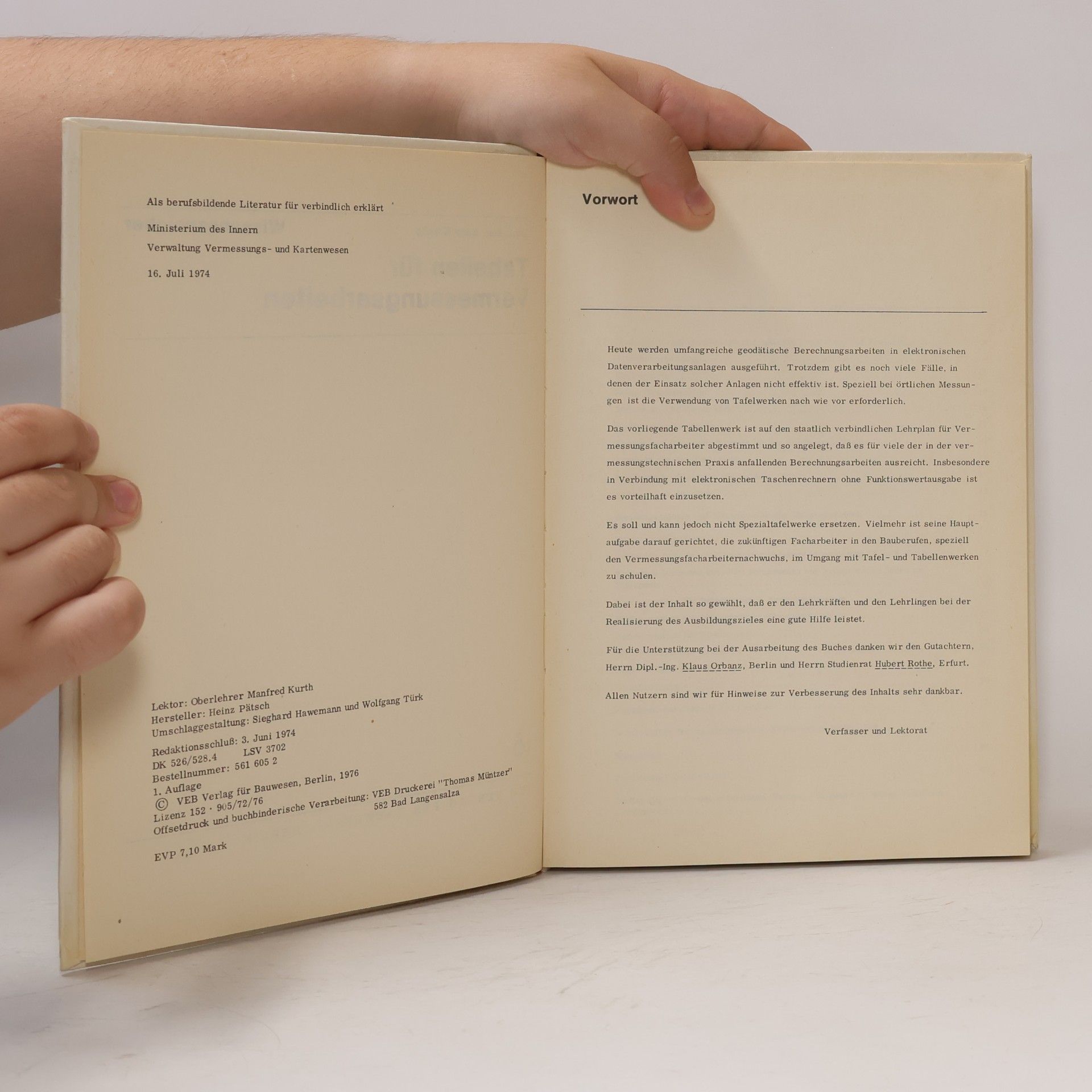 Autorenkollektiv Tabellen für Vermessungsarbeiten. Wissensspeicher