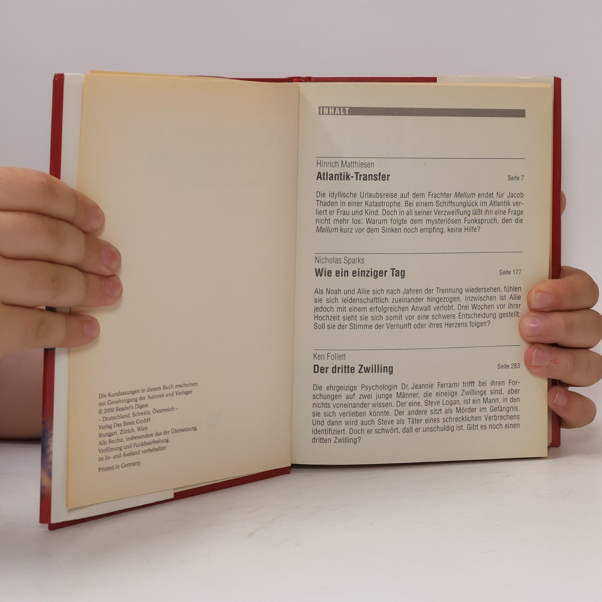 Hinrich Matthiesen Reader's Digest Auswahlbücher. Atlantik- transfer. Wie ein einziger tag. Der dritte Zwilling.