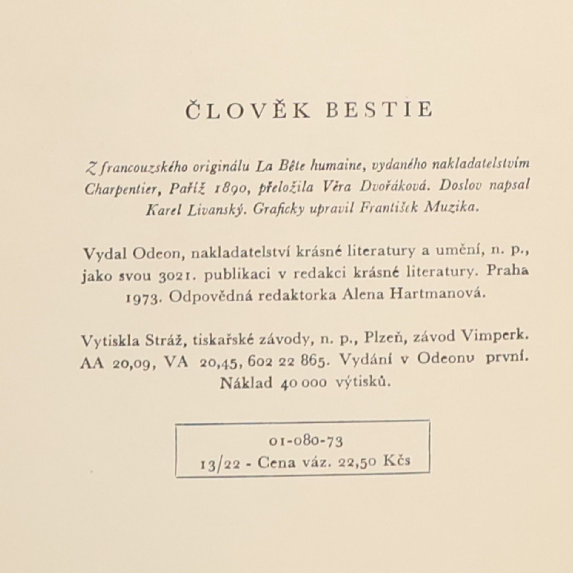 Émile Zola Člověk bestie