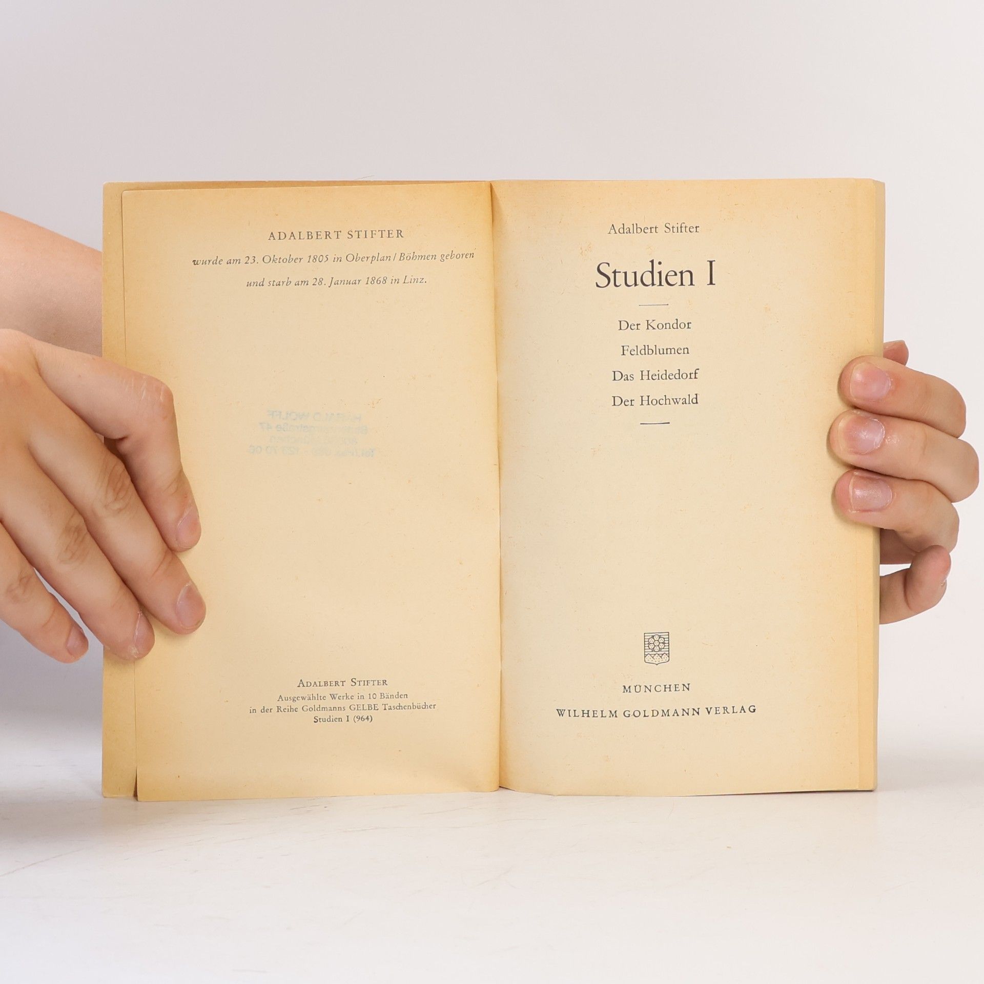 Adalbert Stifter Studien I