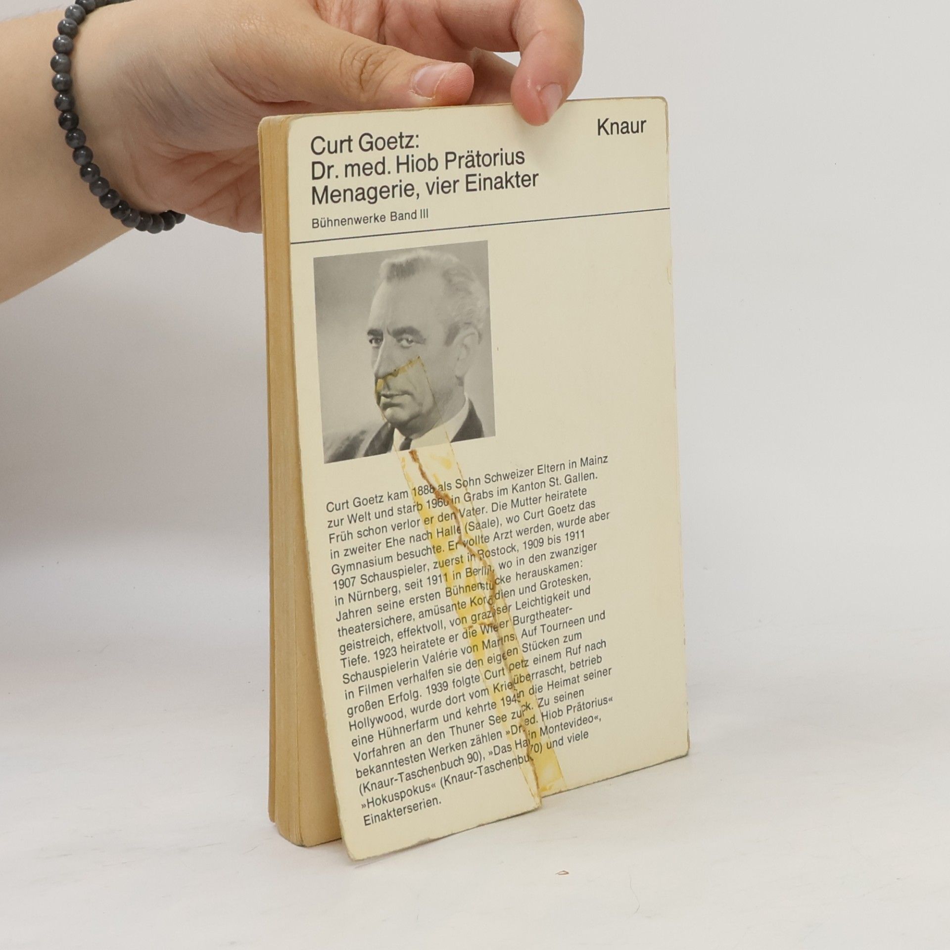Curt Goetz Dr. med. Hiob Prätorius Menagerie, vier Einakter. Bühnenwerke Band III