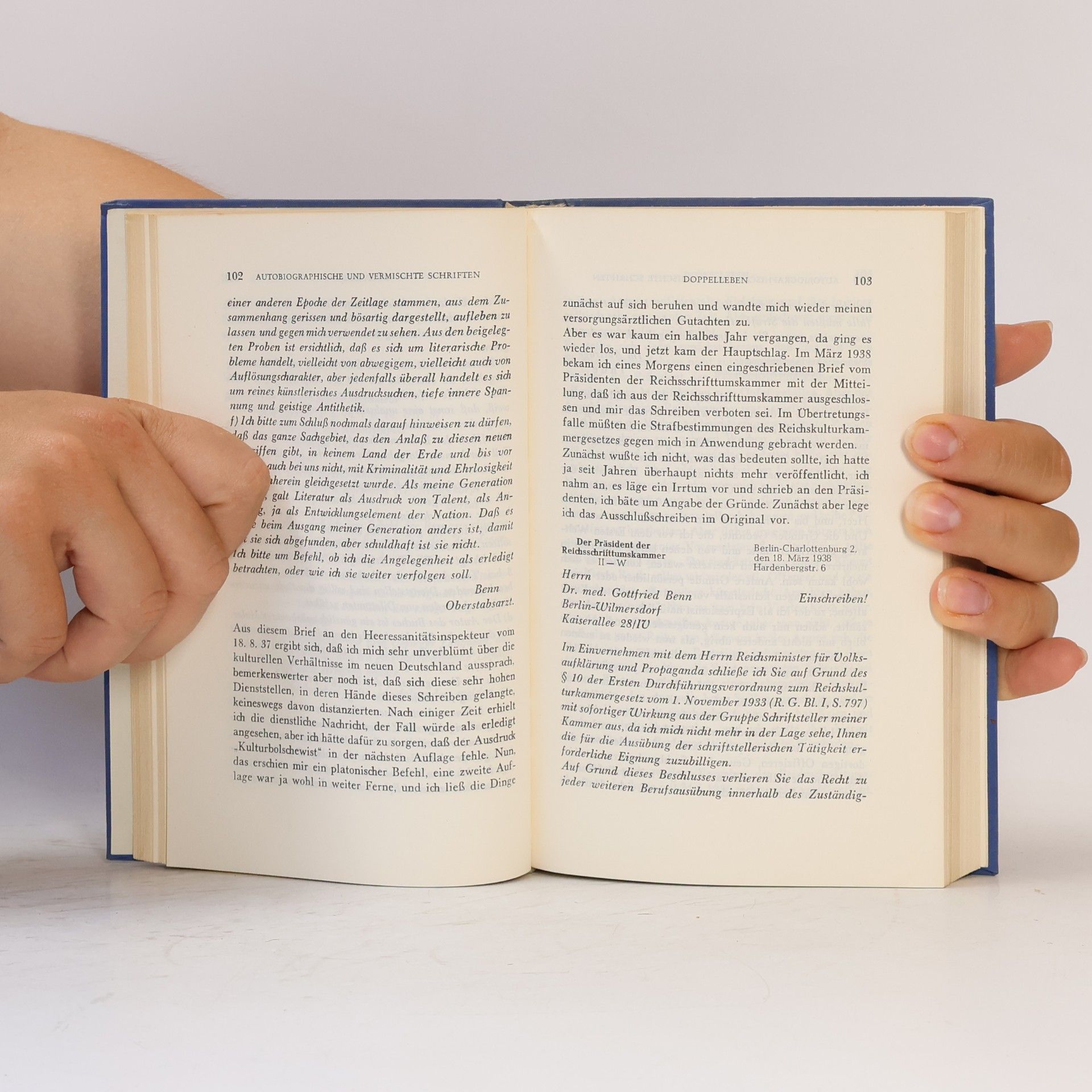Gottfried Benn Autobiographische Schriften