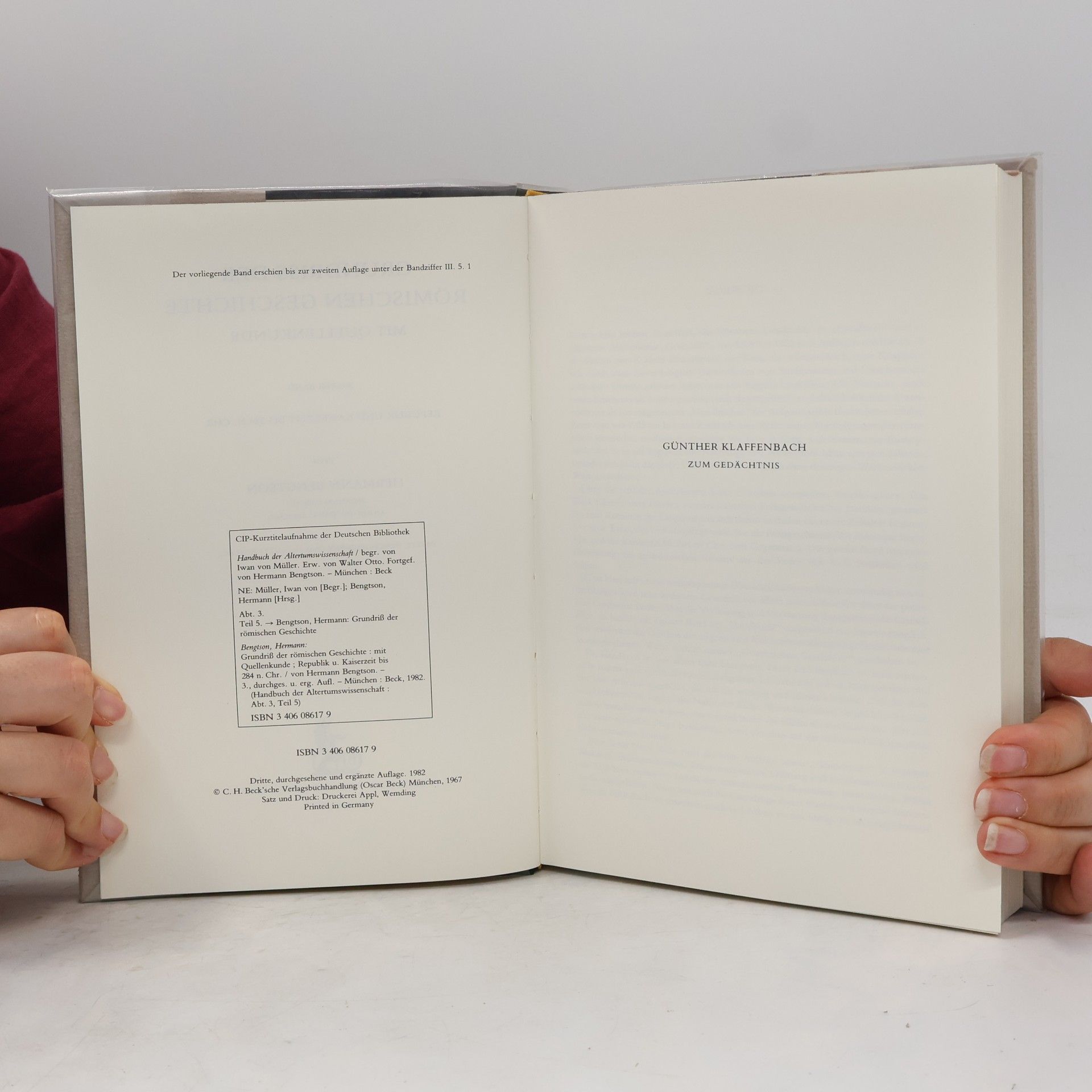 Hermann Bengtson Handbuch der Altertumswissenschaft - 1: Grundriss der Römischen Geschichte