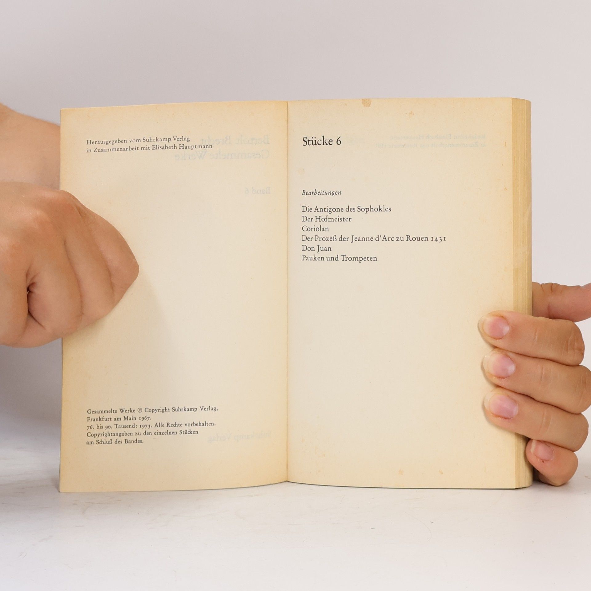 Bertolt Brecht Gesammelte Werke 6. Stücke 6