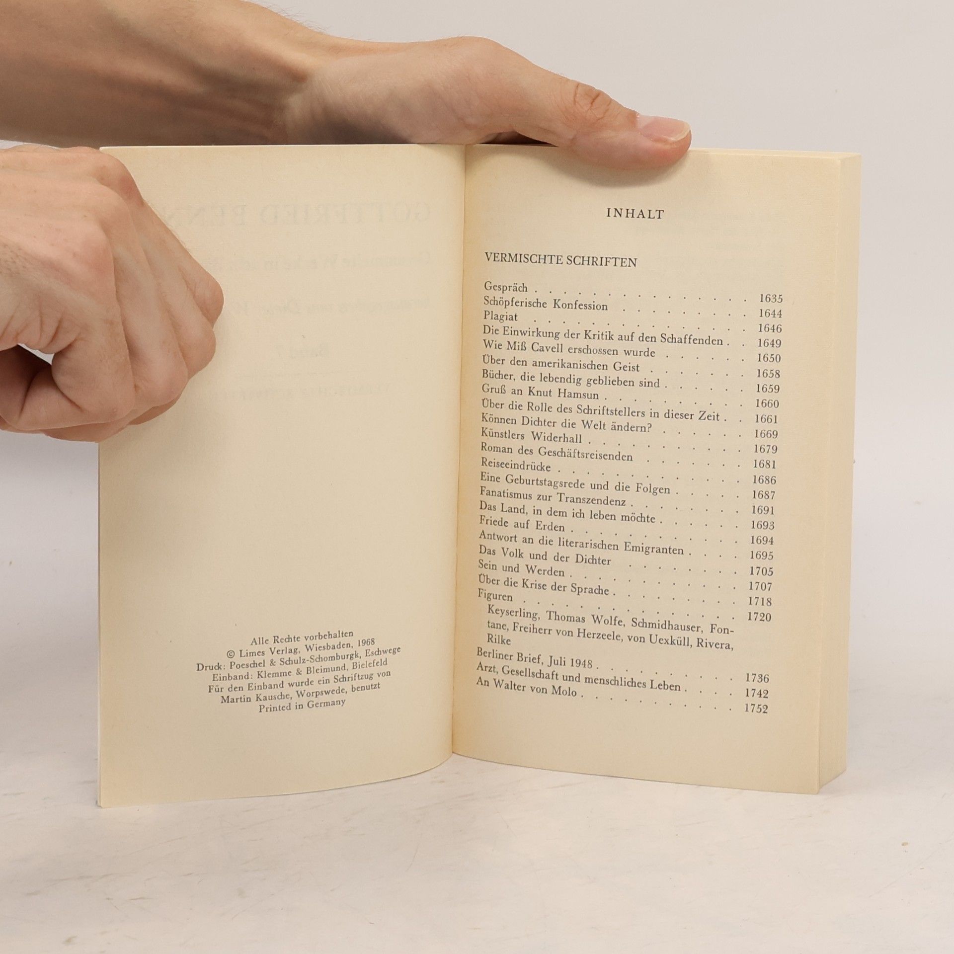 Gottfried Benn Gesammelte Werke 7