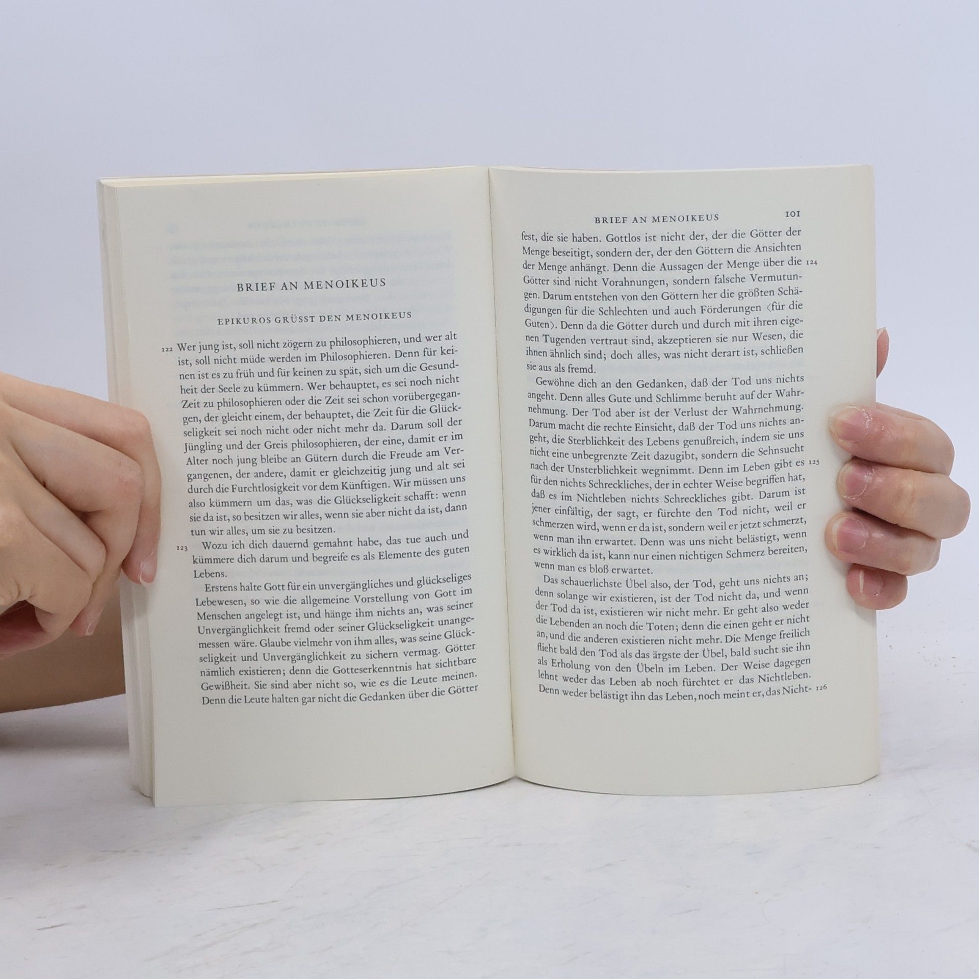 Epikúros Von der Überwindung der Furcht. Katechismus, Lehrbriefe, Spruchsammlung, Fragemente. Übertr. u. m. e. Einf. u. Erl. v. Olof Gigon