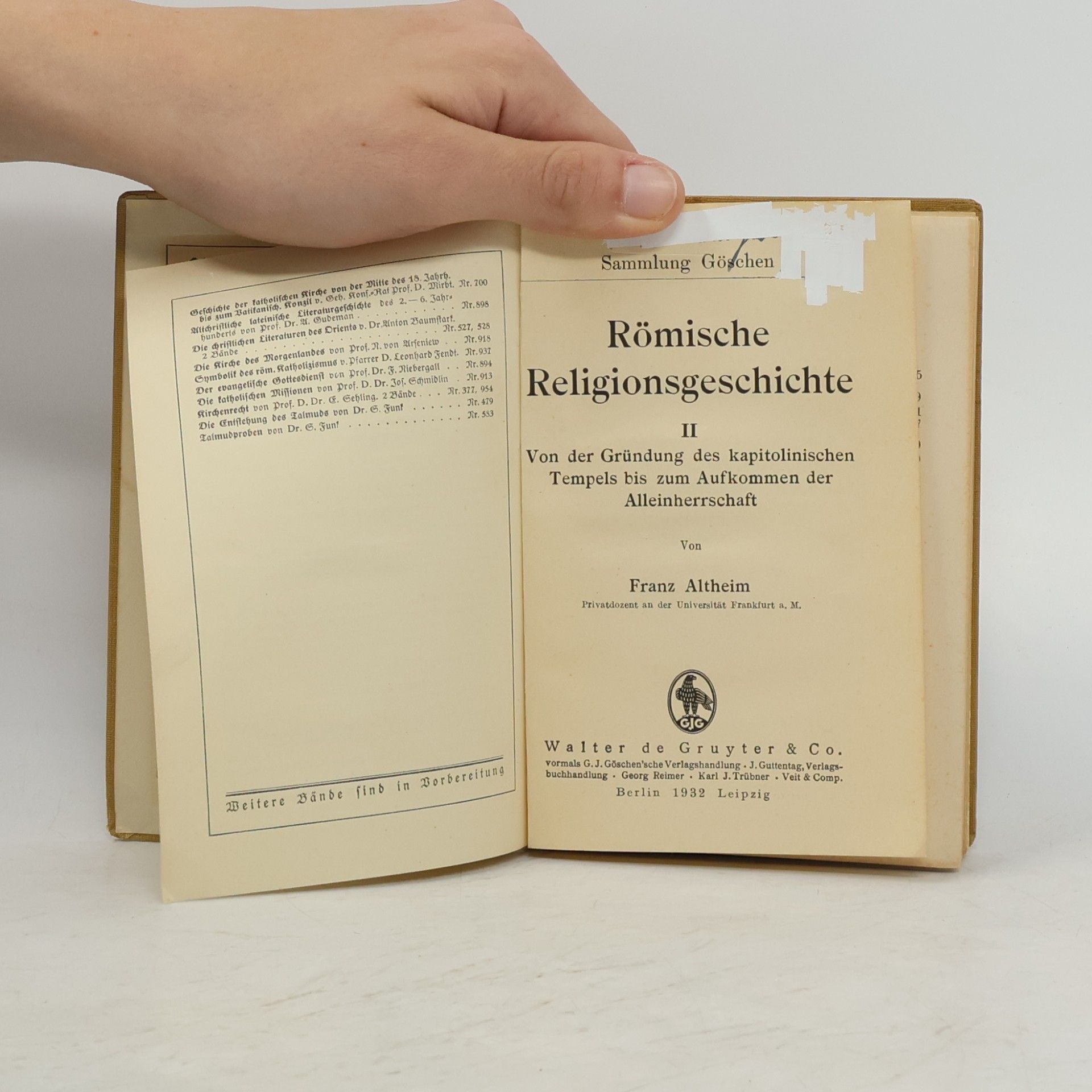 Franz Altheim Römische Religionsgeschichte II.