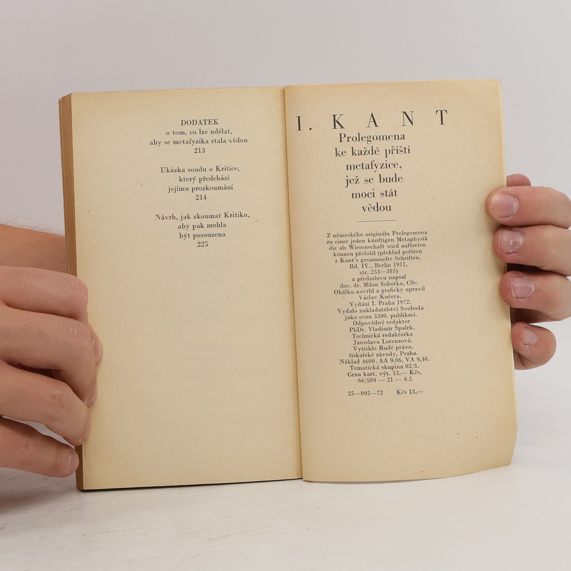 Immanuel Kant Prolegomena ke každé příští metafyzice jež se bude moci stát vědou