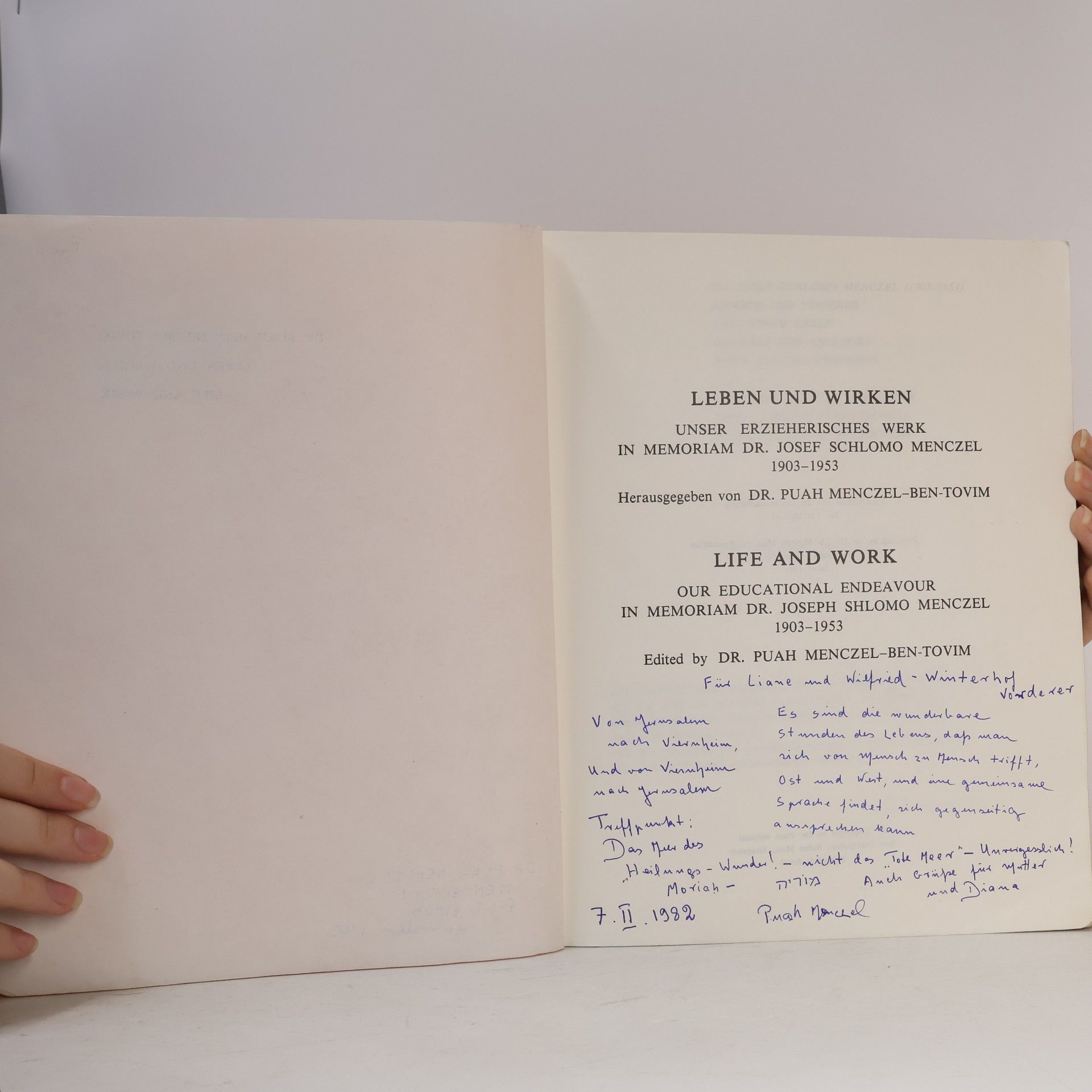Puah Menzcel-Ben-Tovim Dr. Joseph Shlomo Menczel. Leben und Wirken. Life and Work