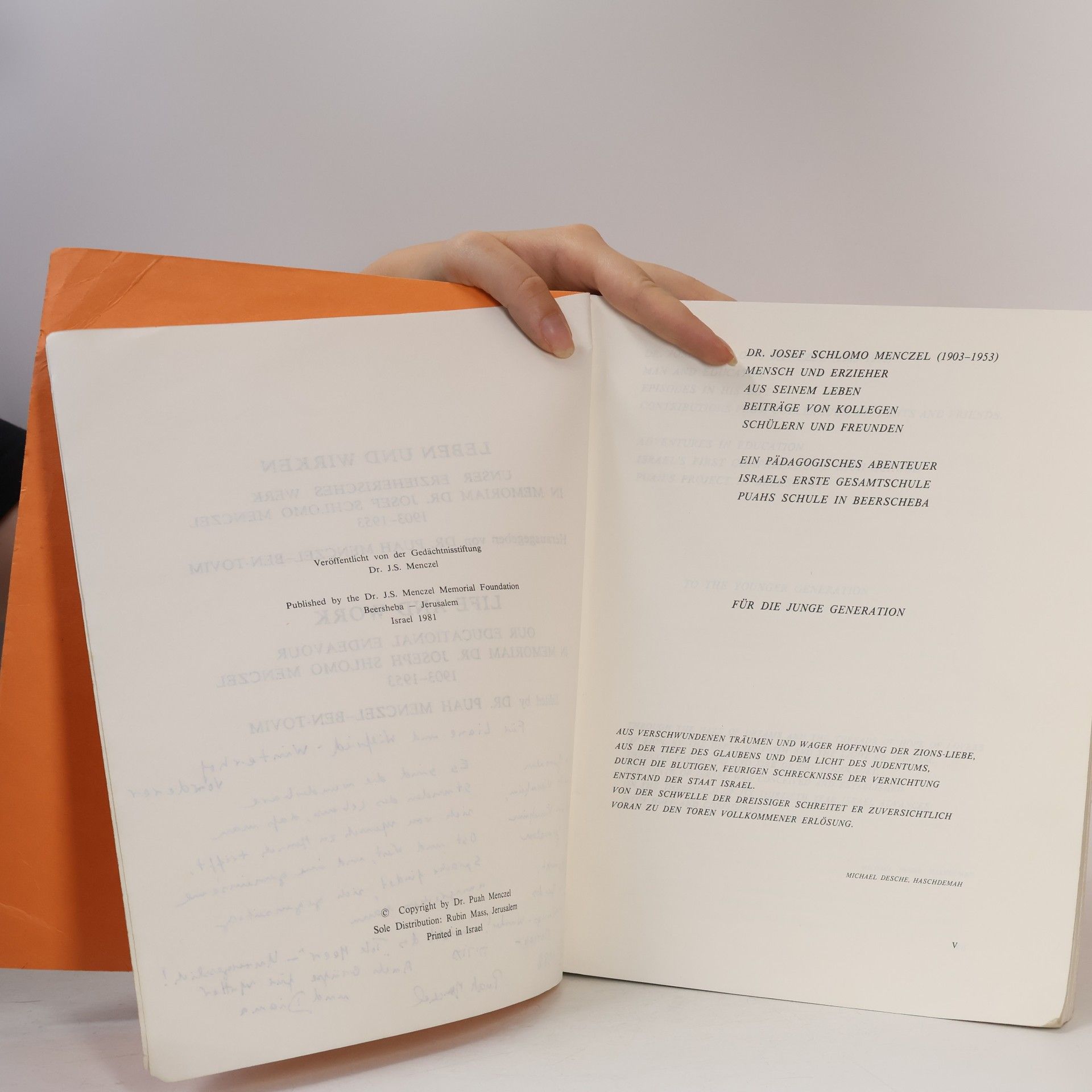 Puah Menzcel-Ben-Tovim Dr. Joseph Shlomo Menczel. Leben und Wirken. Life and Work