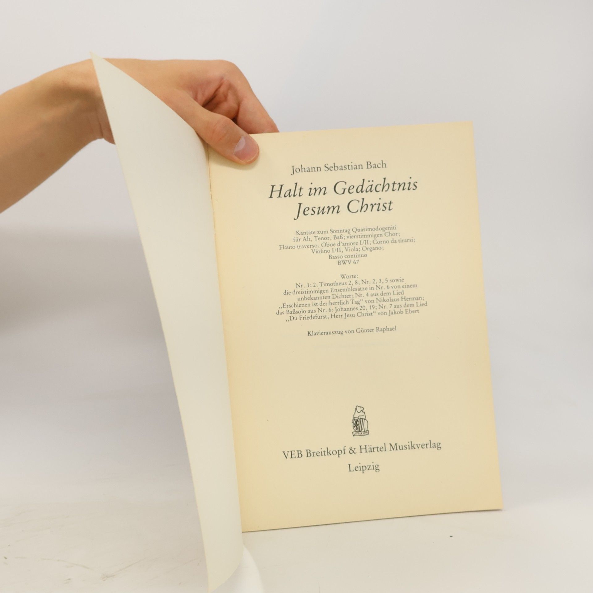 Johann Sebastian Bach Halt im Gedächtnis Jesum Christ