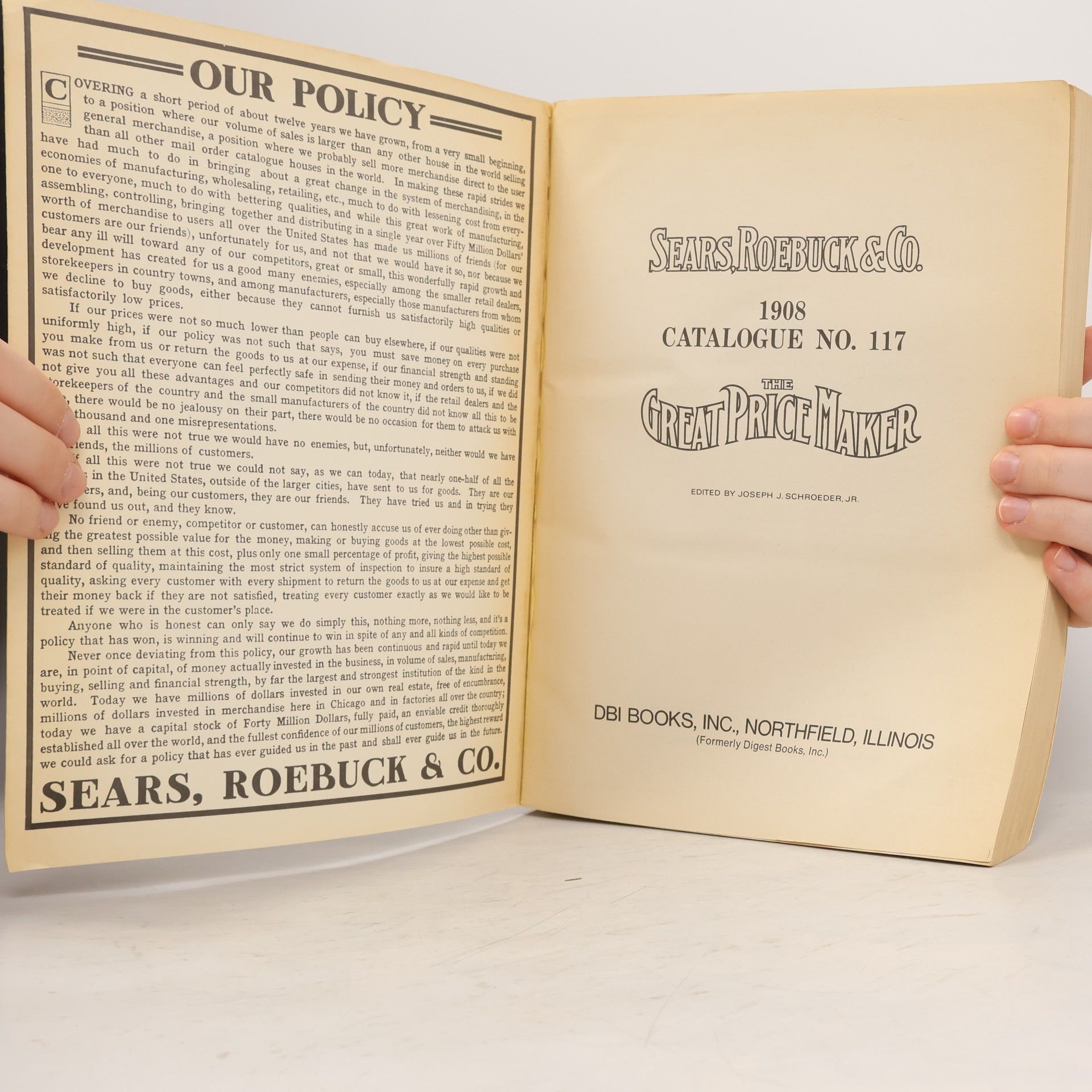 Joseph J. Schroeder, Jr. 1908 Sears, Roebuck Catalogue, No. 117