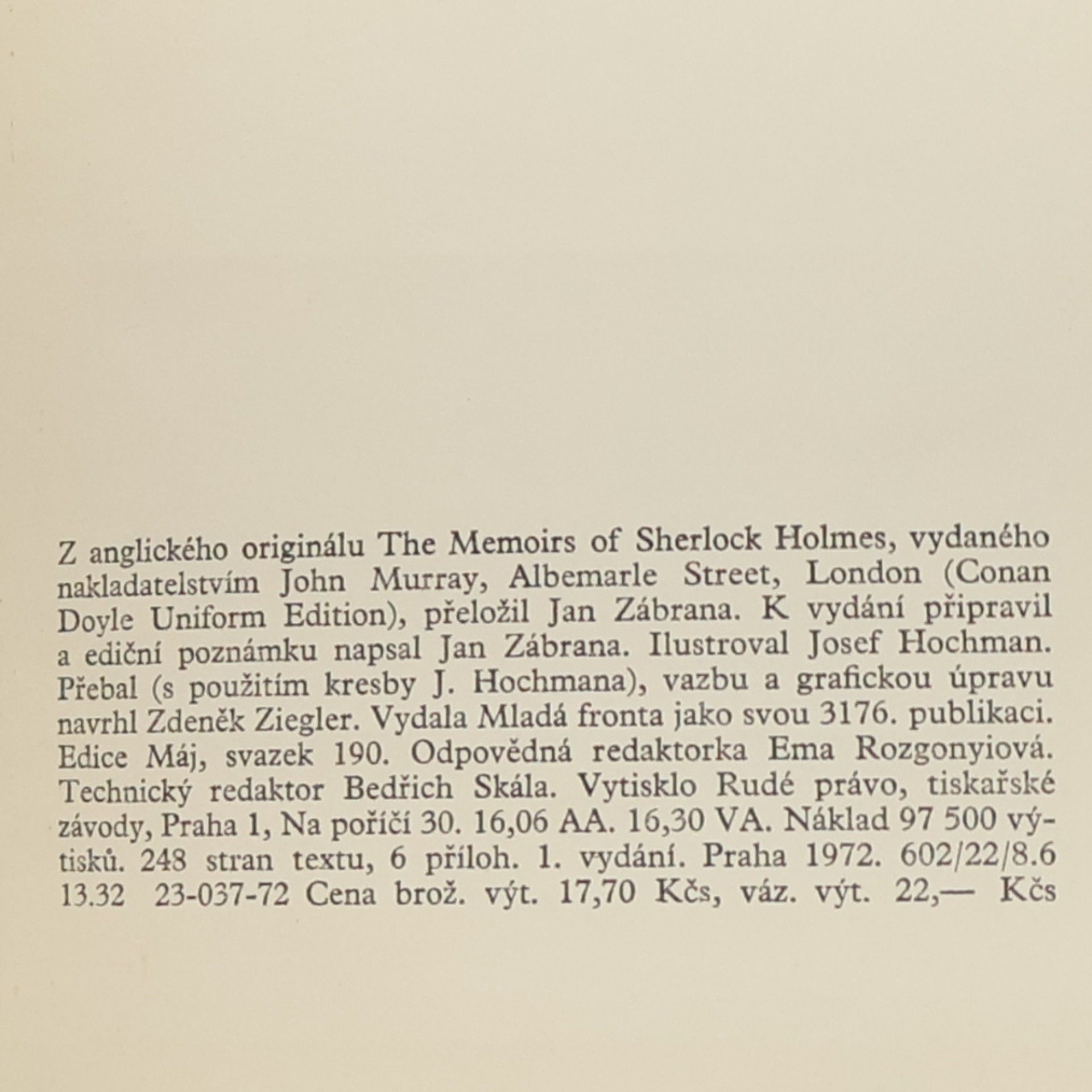 Arthur Conan Doyle Vzpomínky na Sherlocka Holmese