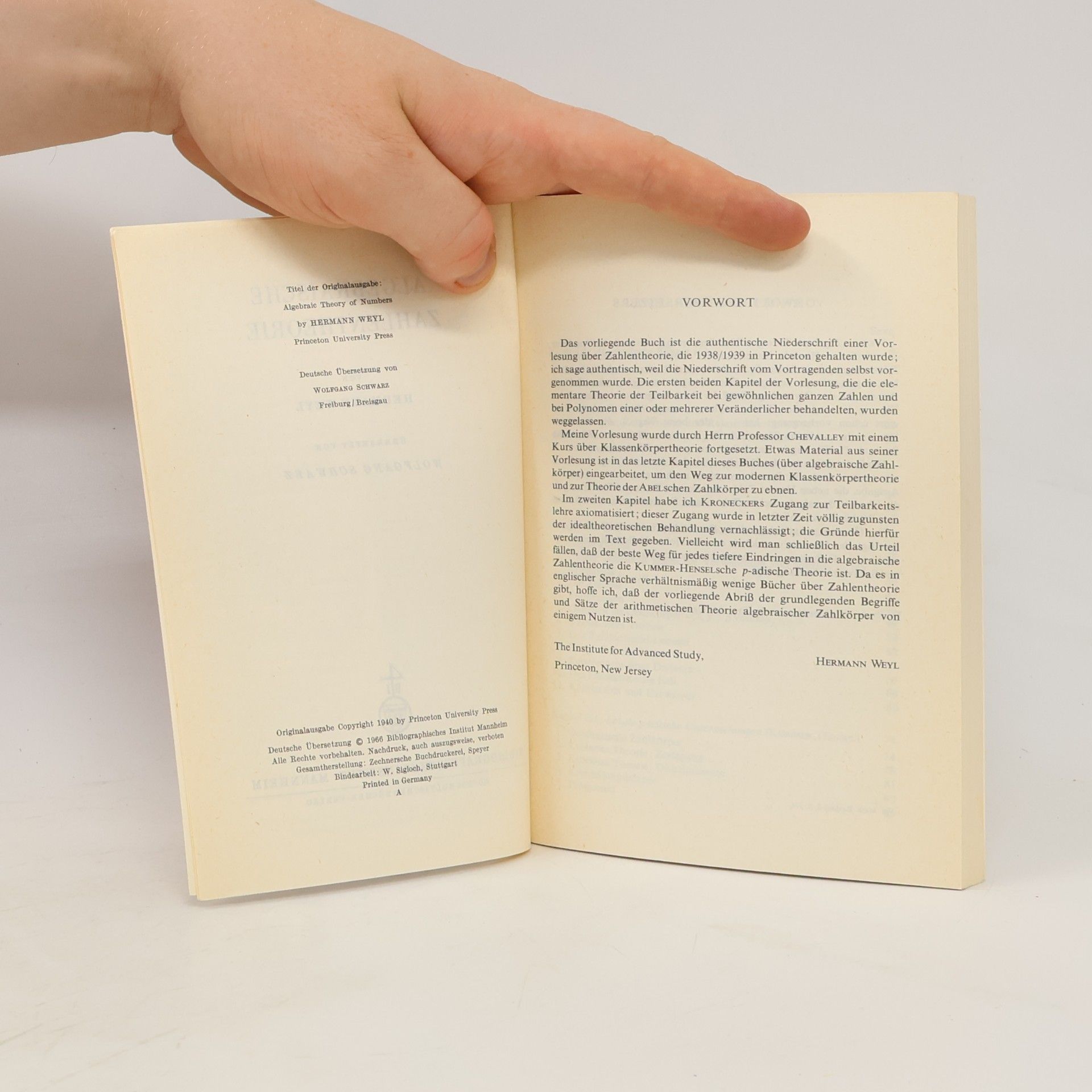 Hermann Weyl Algebraische Zahlentheorie
