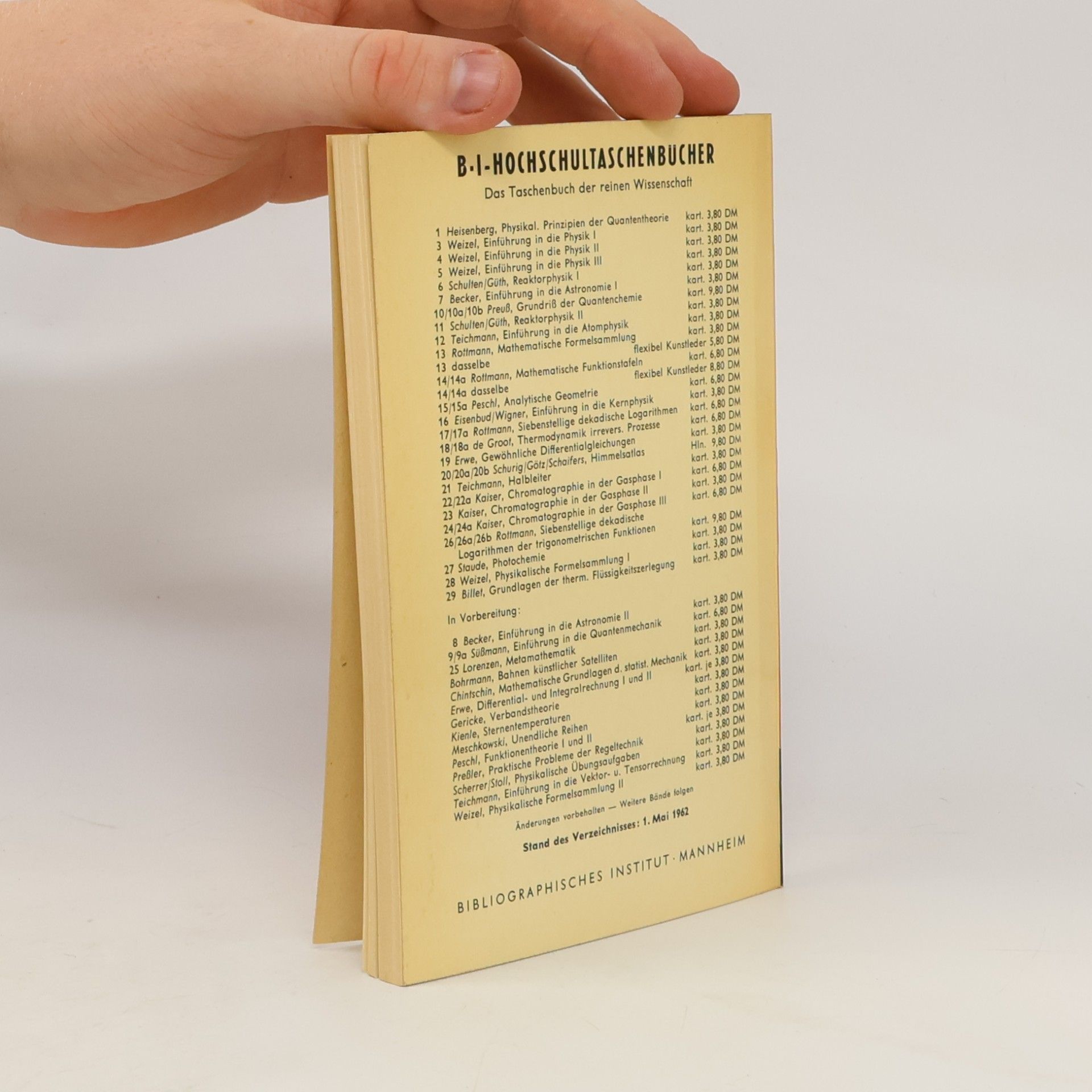 Walter Weizel Physikalische Formelsammlung 1