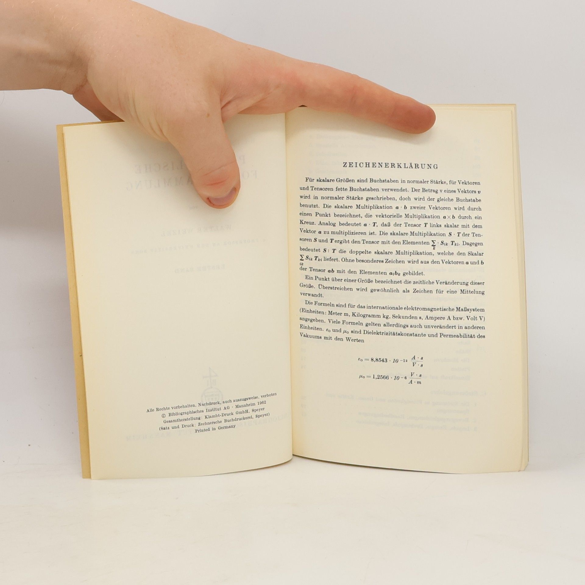 Walter Weizel Physikalische Formelsammlung 1