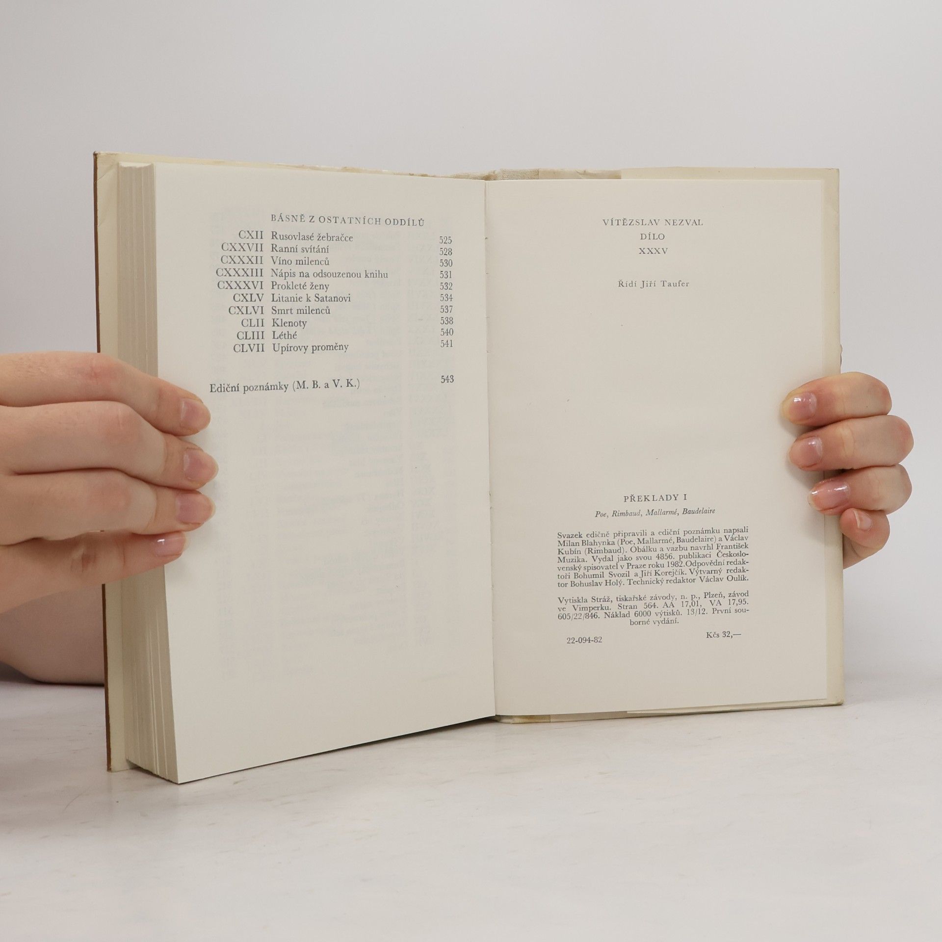 Vítězslav Nezval Dílo XXXV. Překlady I. Poe. Rimbaud. Mallarmé. Baudelaire