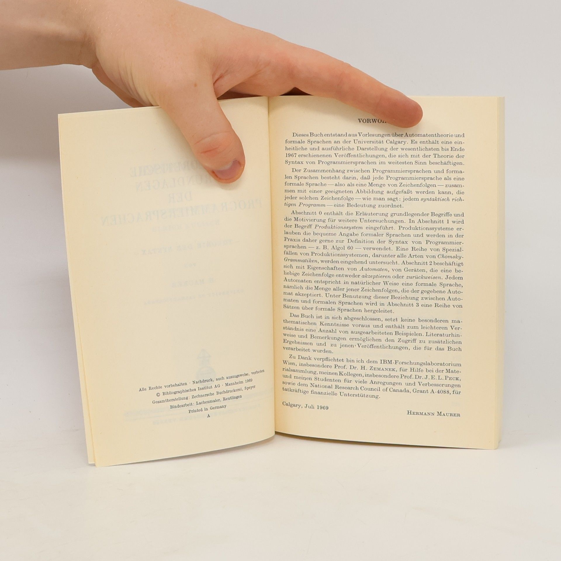 H. Maurer Theoretische Grundlagen Der Programmiersprachen. Theorie der Syntax