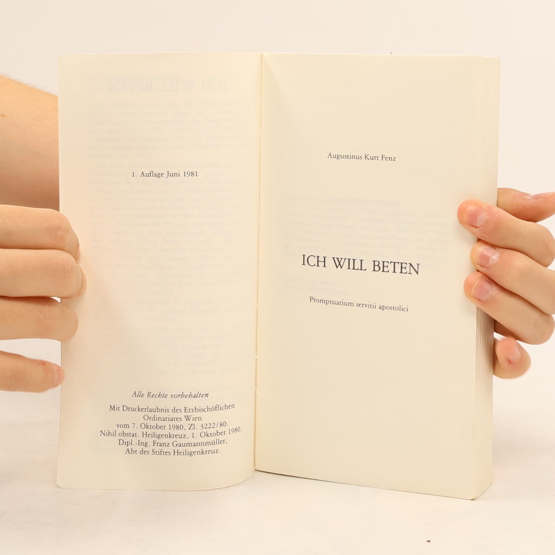 Augustinus Kurt Fenz Ich will beten