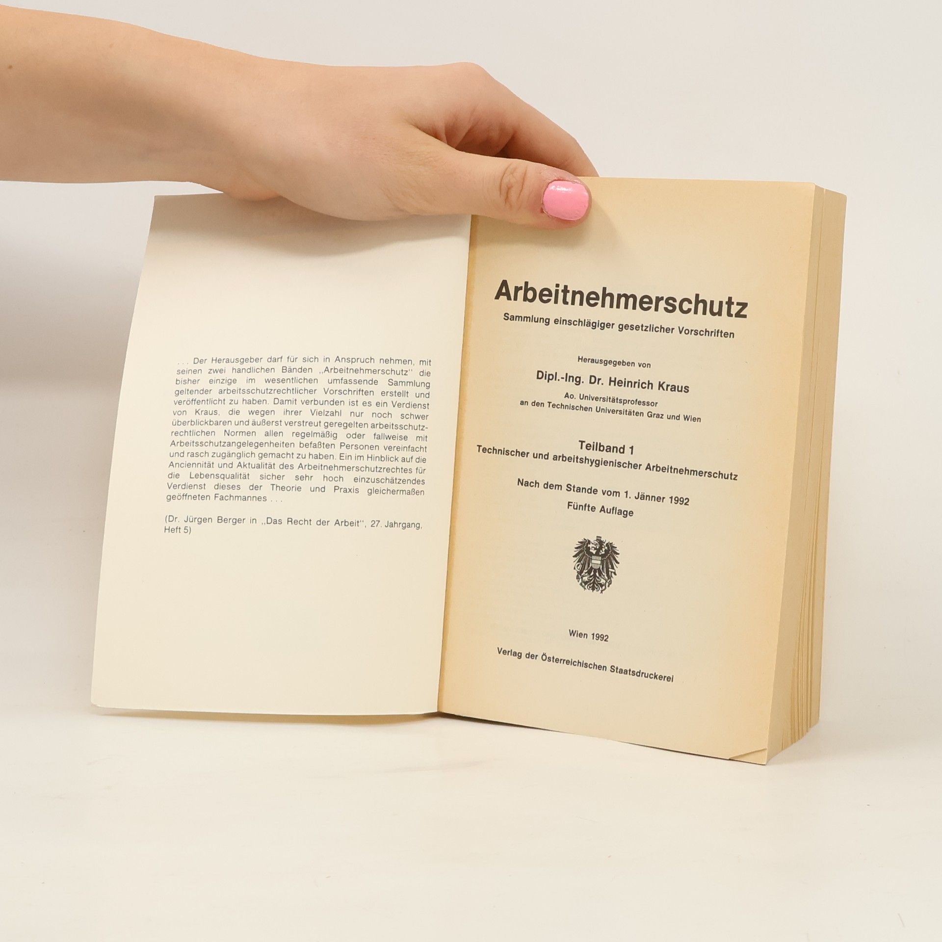 Heinrich Kraus Handbuch für den Arbeitnehmerschutz 1