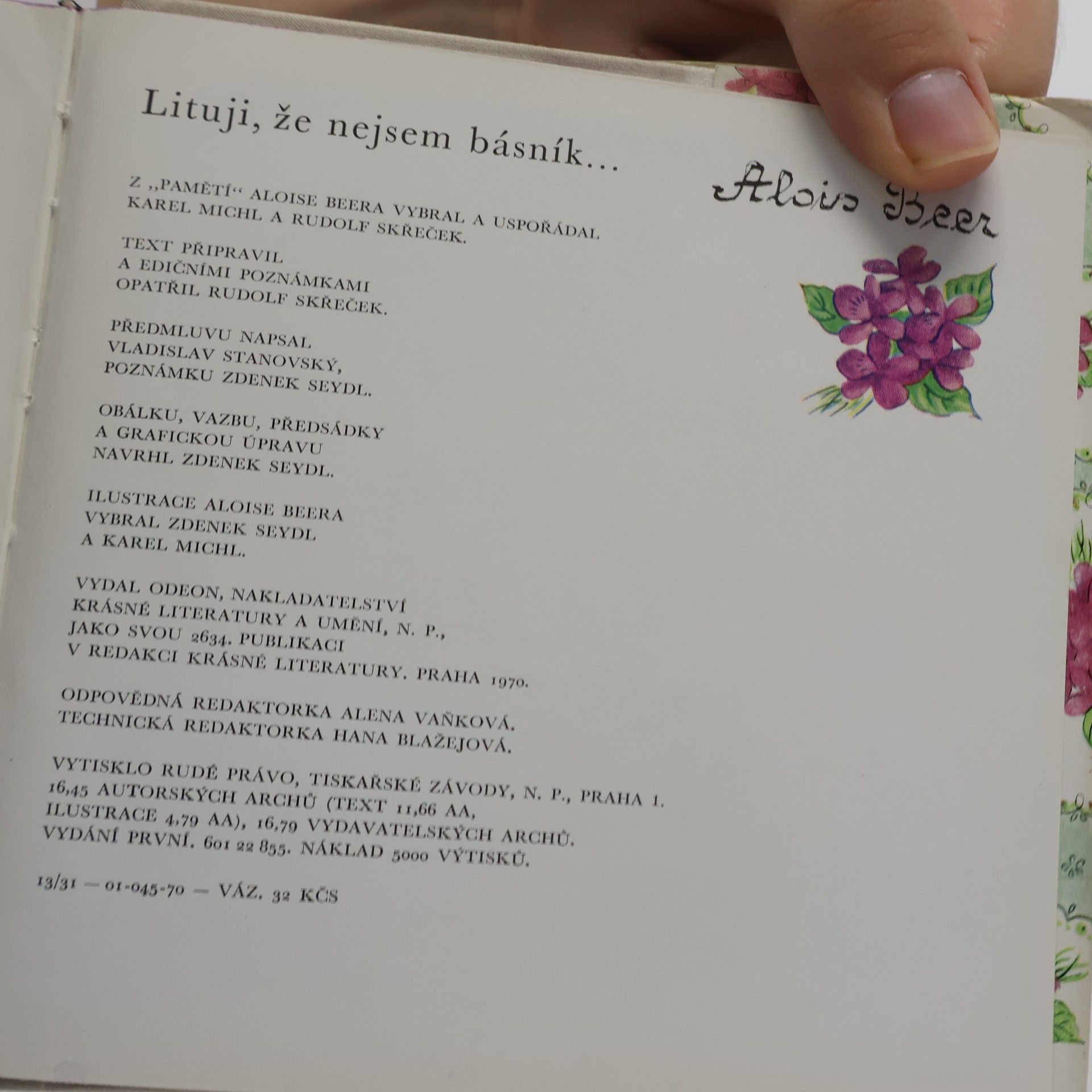 Alois Beer Lituji, že nejsem básník...