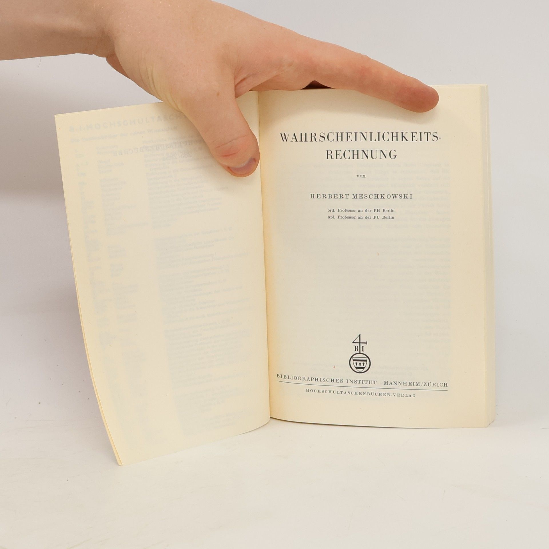 Herbert Meschkowski Wahrscheinlichkeitsrechnung