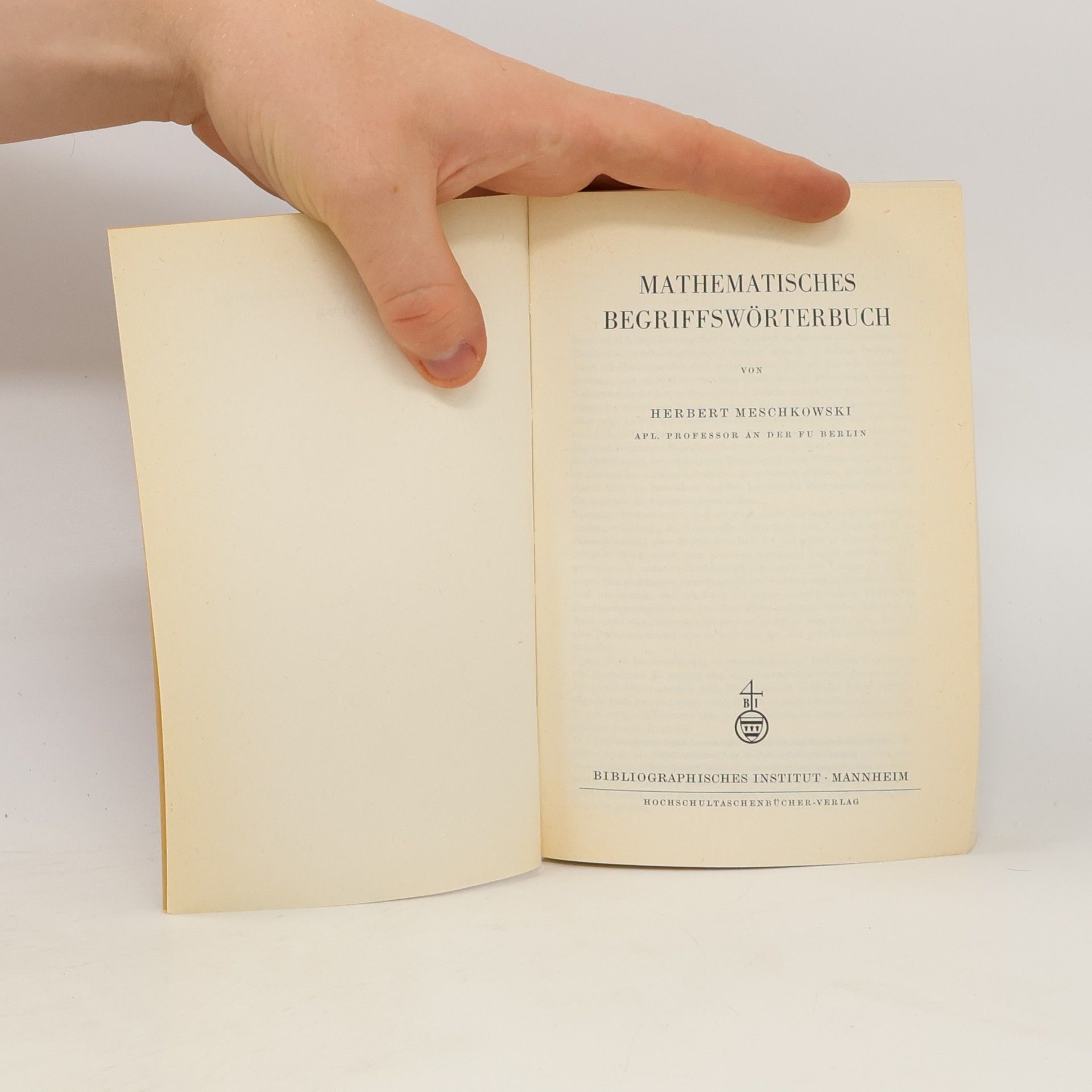 Herbert Meschkowski Mathematisches Begriffswörterbuch