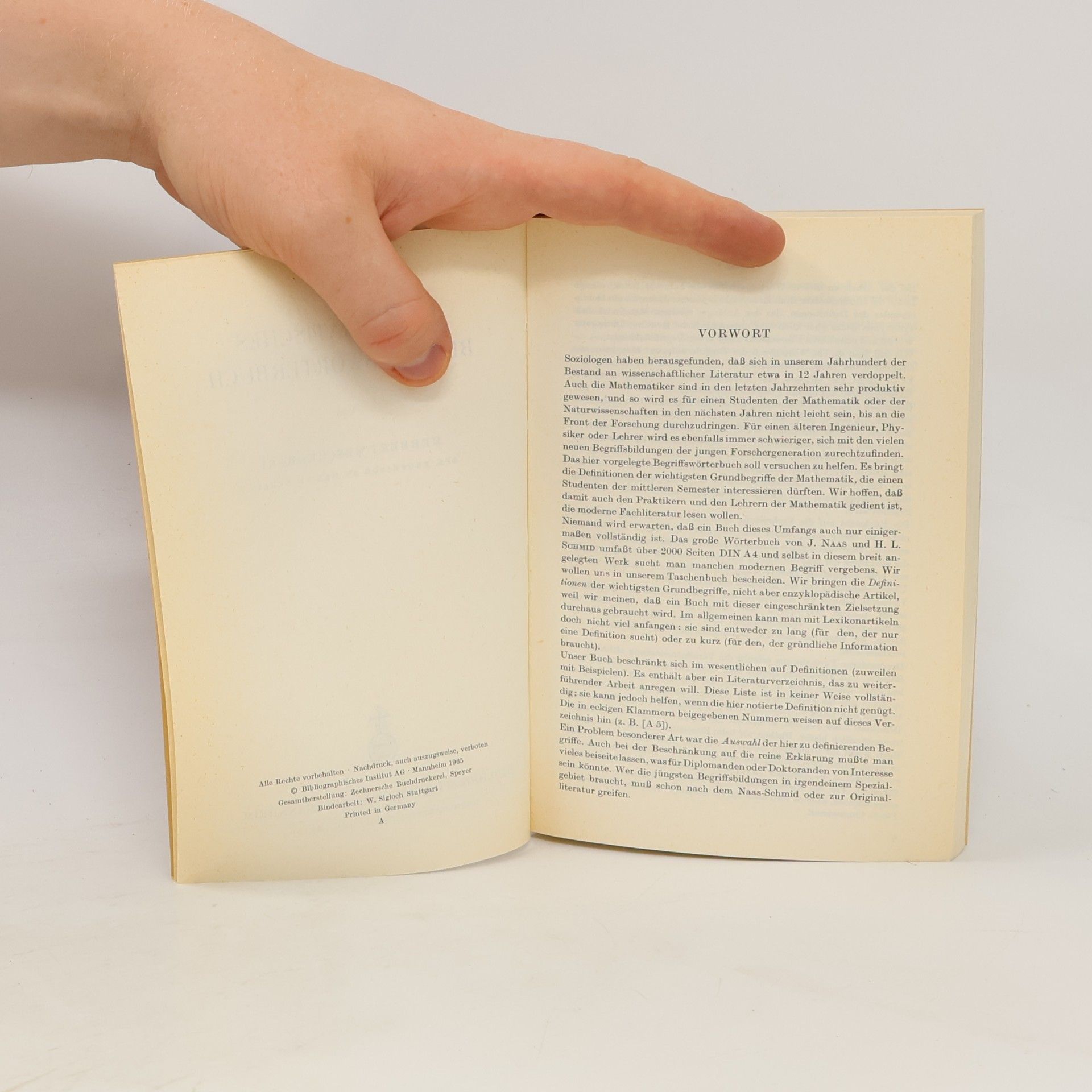 Herbert Meschkowski Mathematisches Begriffswörterbuch