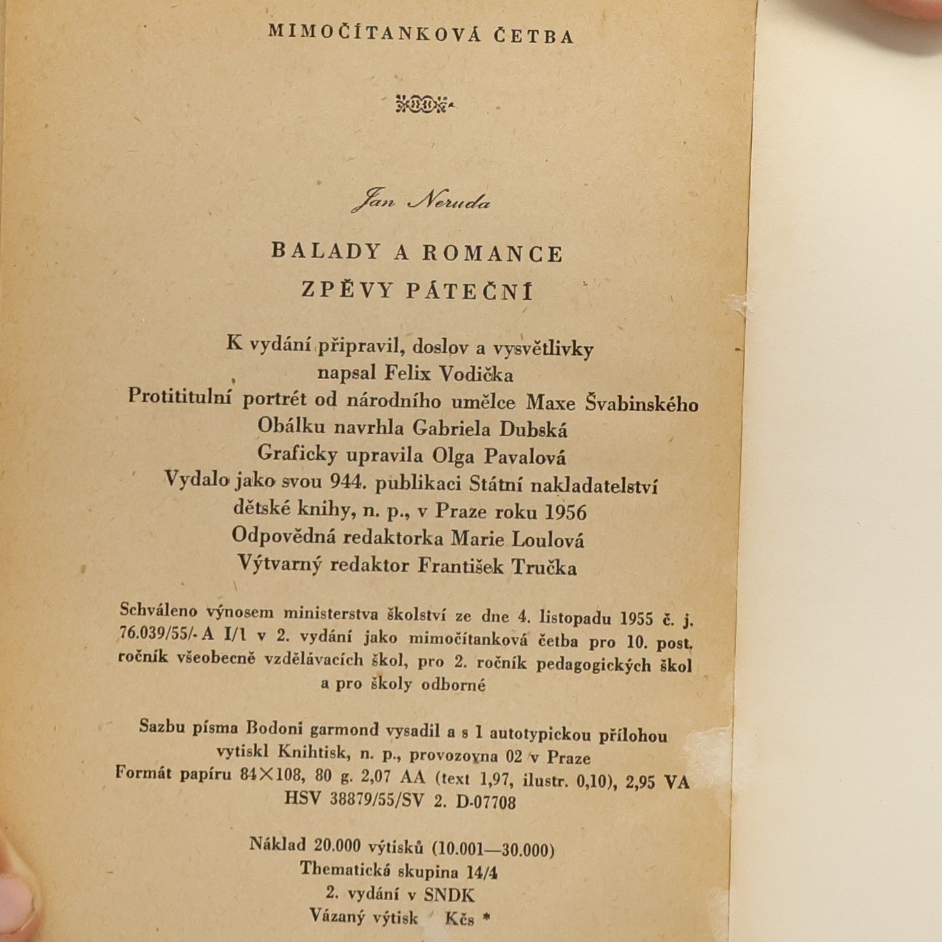 Jan Neruda Balady a romance. Zpěvy páteční