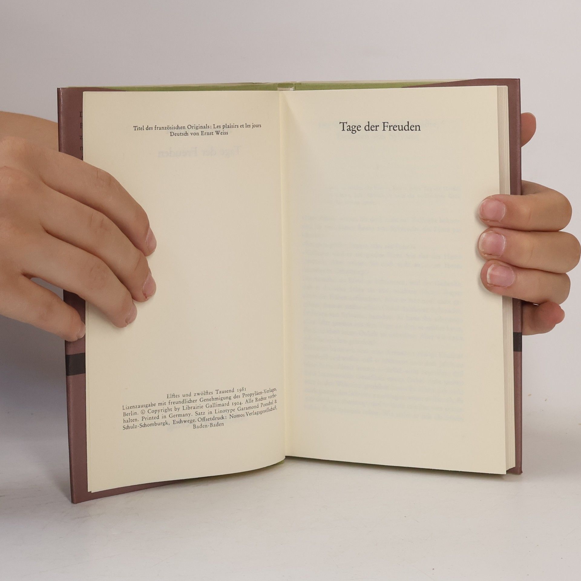 Marcel Proust Tage der Freuden