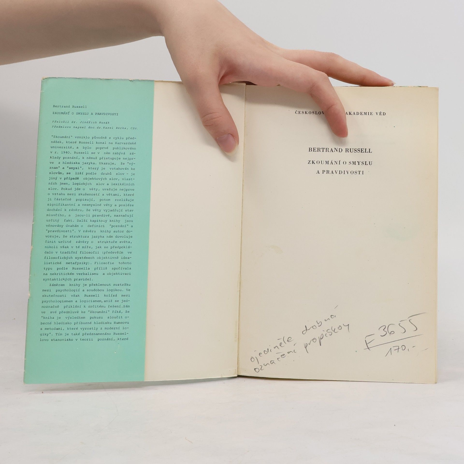 Bertrand Russell Zkoumání o smyslu a pravdivosti