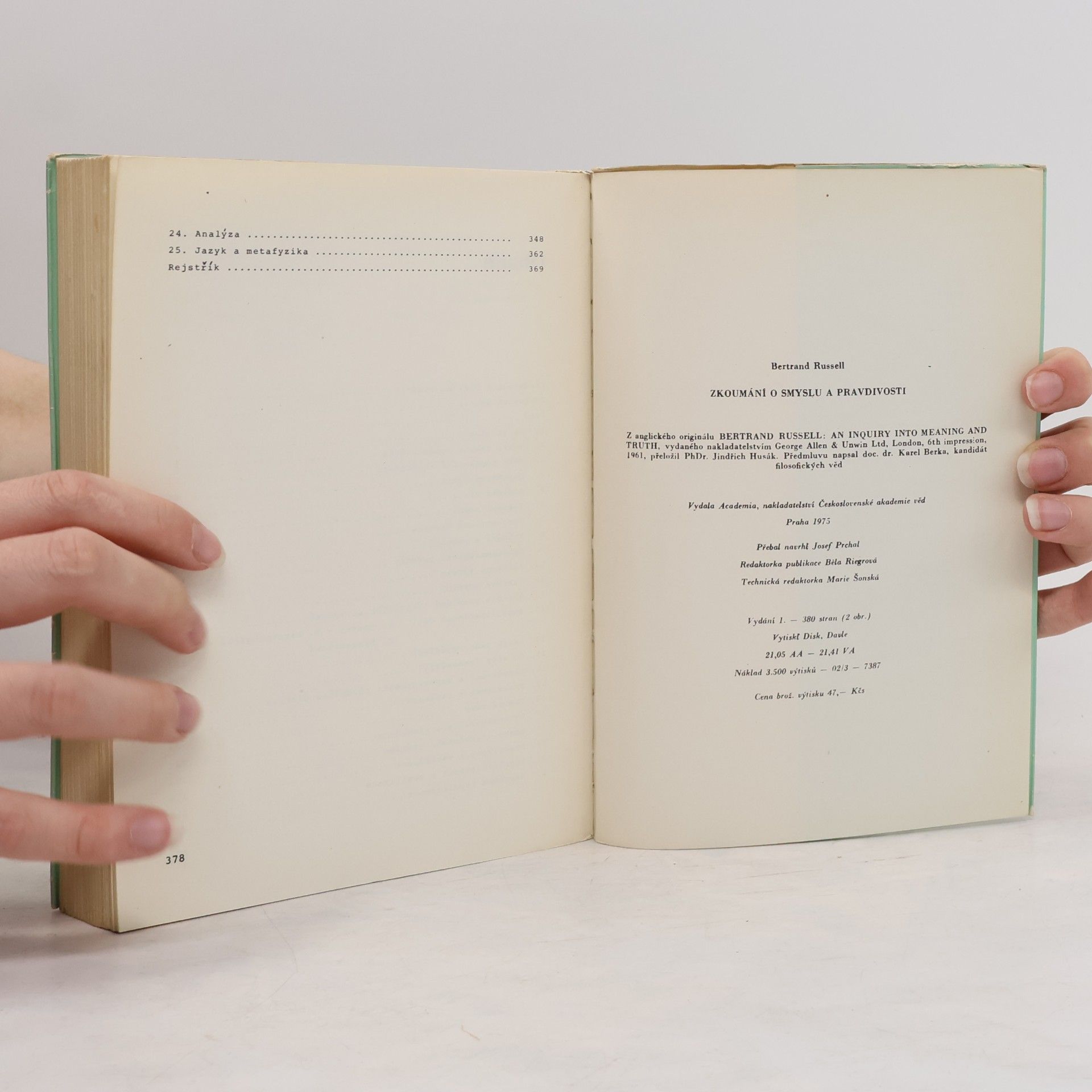 Bertrand Russell Zkoumání o smyslu a pravdivosti