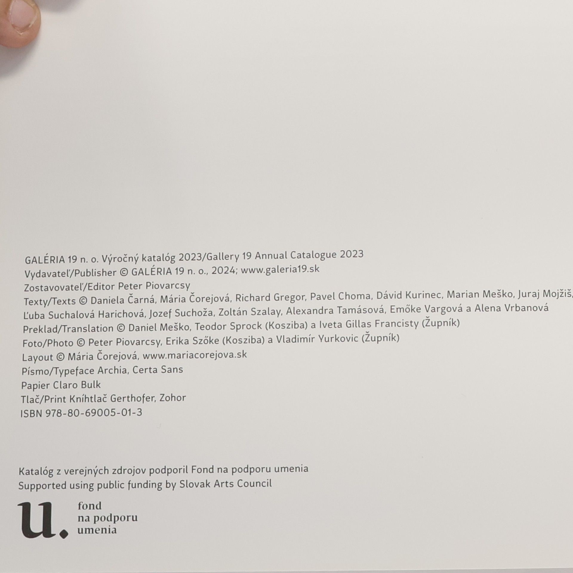 Daniela Čarná Výročný katalóg 2023/Gallery 19 Annual Catalogue 2023