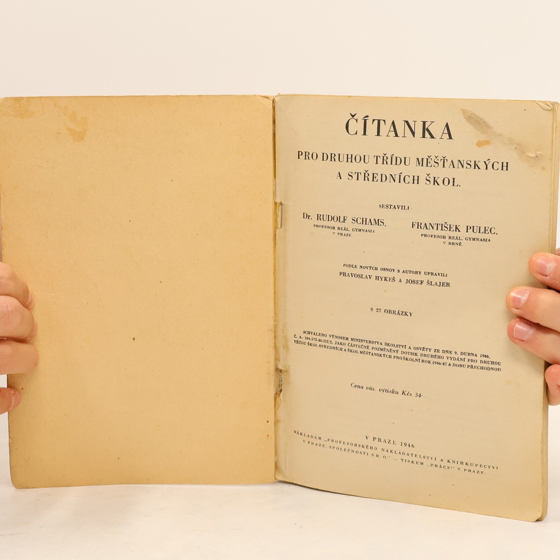 Rudolf Schams Čítanka pro první třídu měšťanských a středních škol