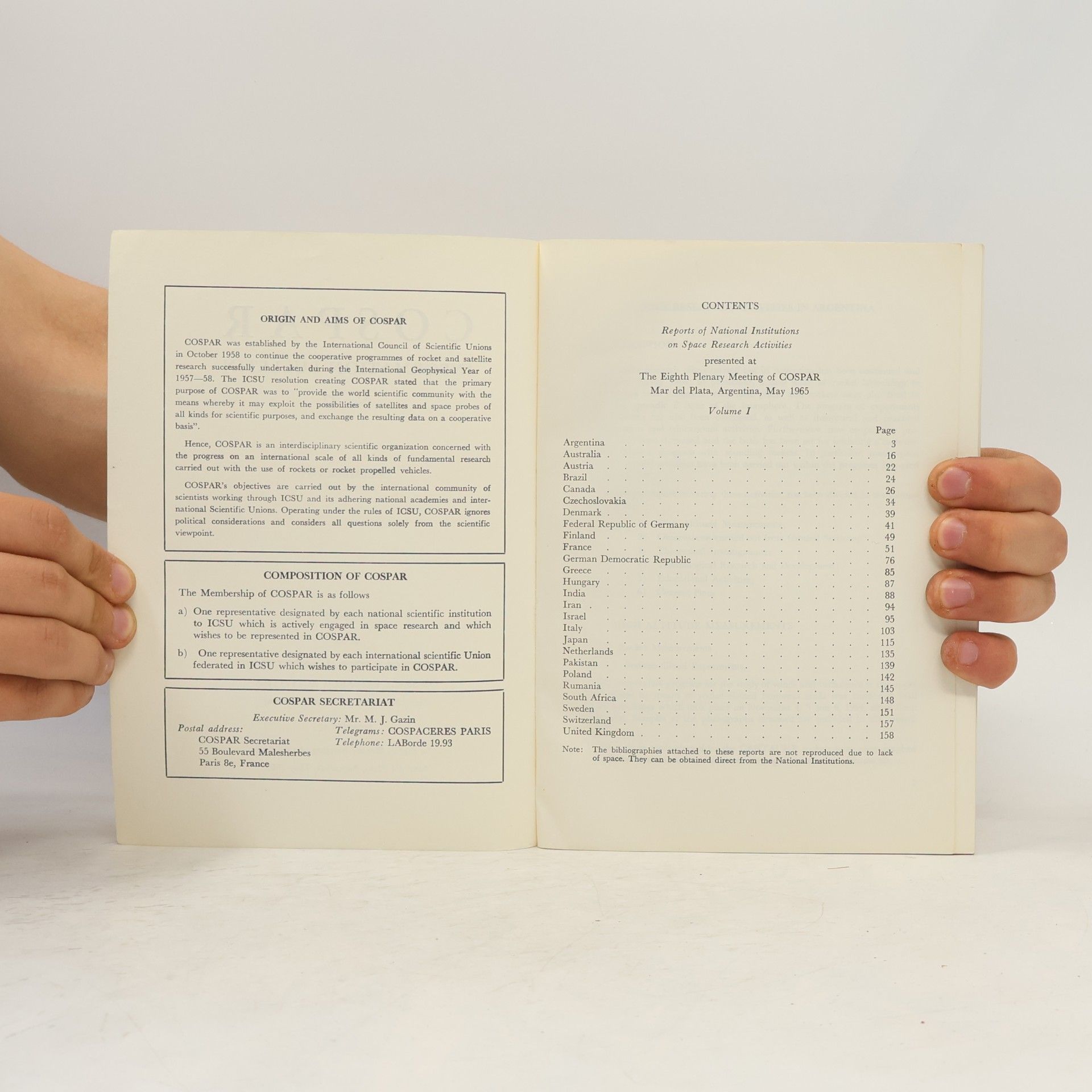 Various authors Cospar. Information Bulletin 27. Vol. I.