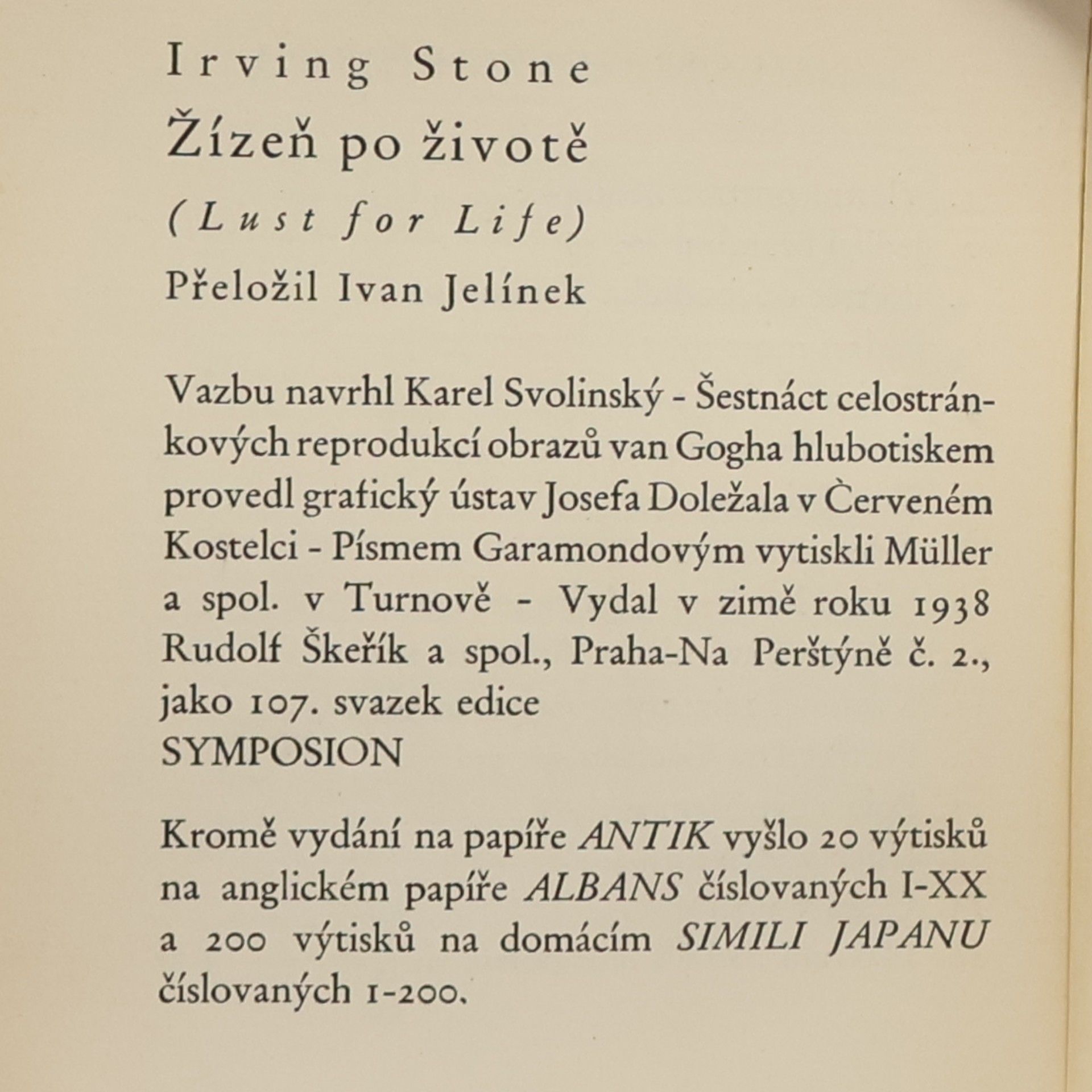 Irving Stone Žízen po životě