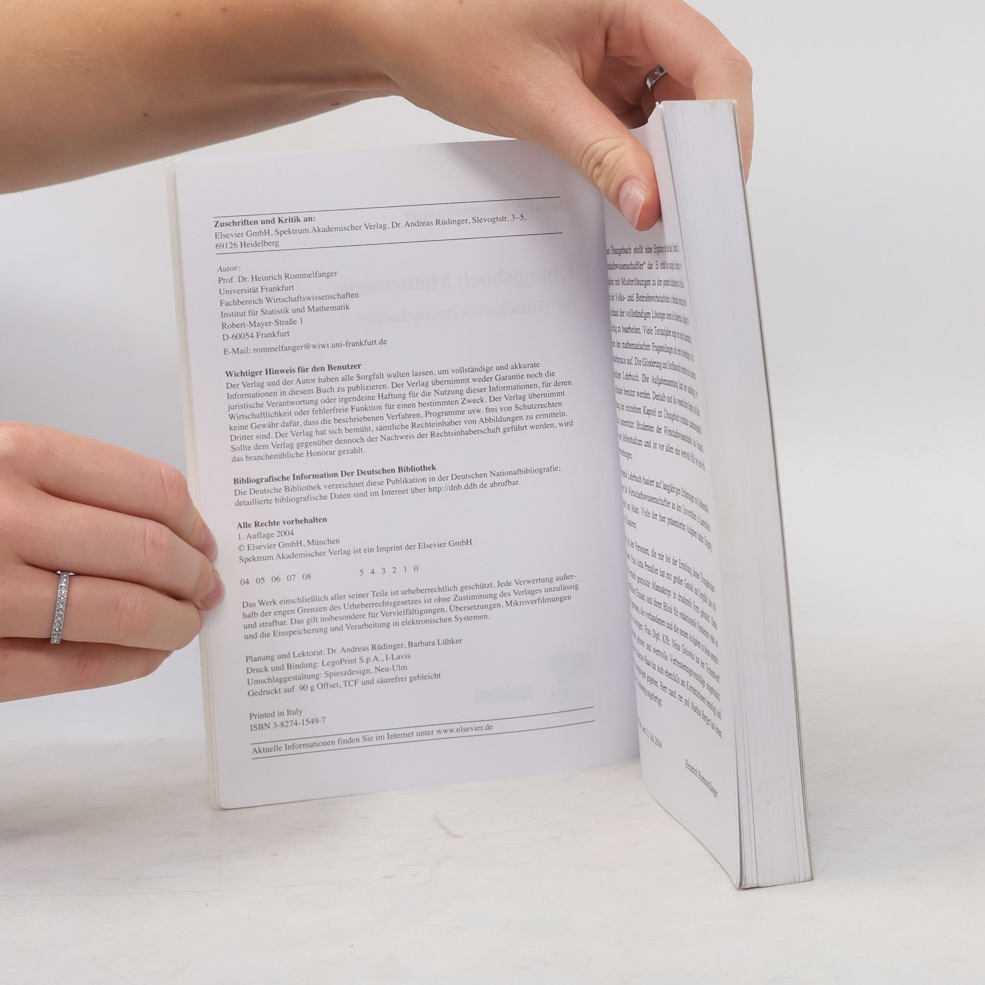 Heinrich Rommelfanger Übungsbuch Mathematik für Wirtschaftswissenschaftler