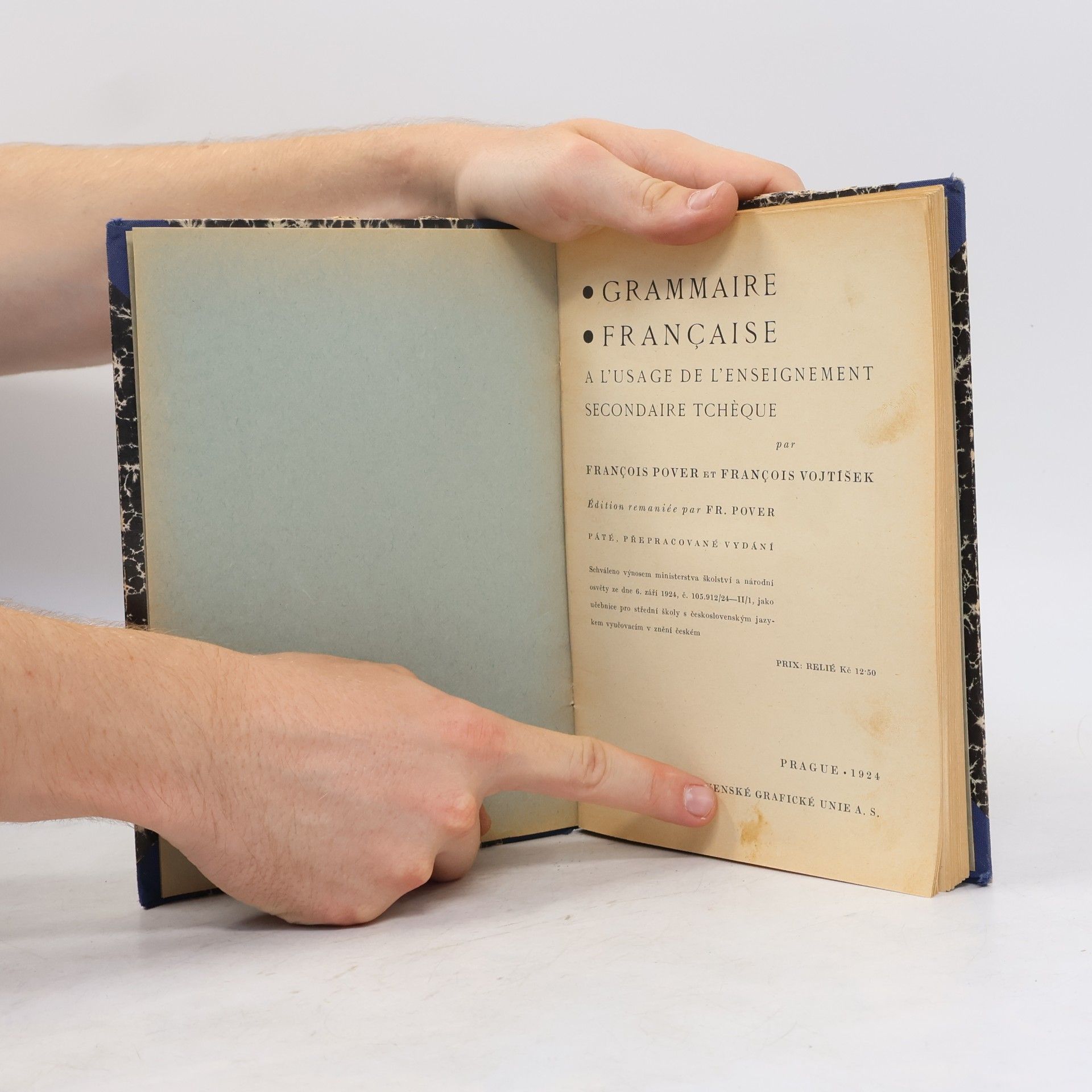François Pover Grammaire francaise a l'usage de l'enseignement secondaire tchéque