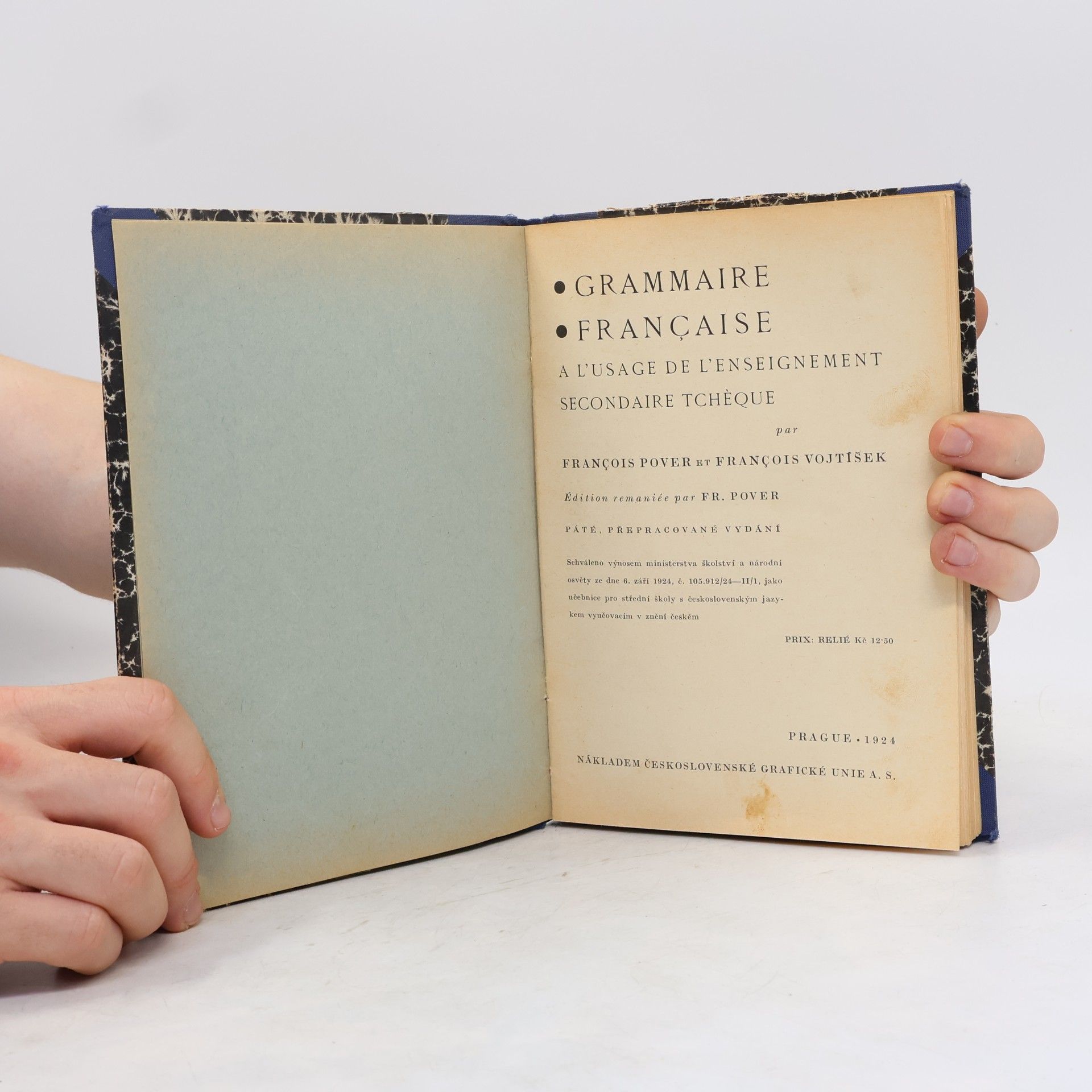 François Pover Grammaire francaise a l'usage de l'enseignement secondaire tchéque