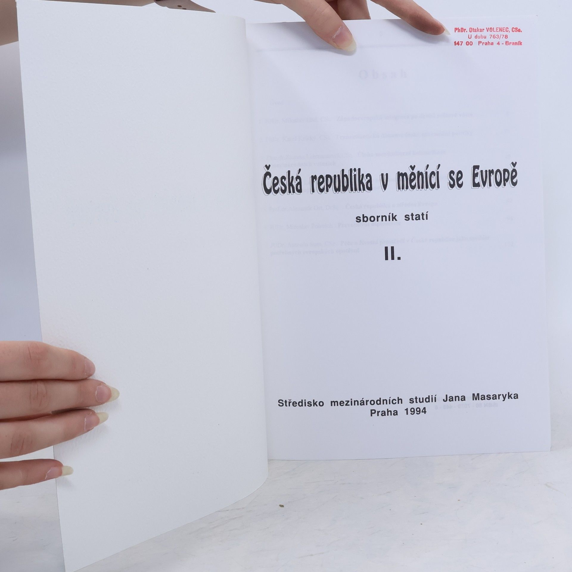 Miloslav Had Česká republika v měnící se Evropě II : sborník statí