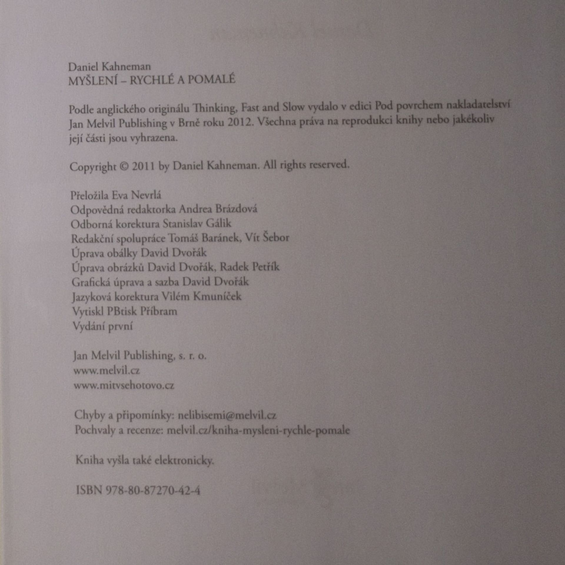 Daniel Kahneman Myšlení: Rychlé a pomalé