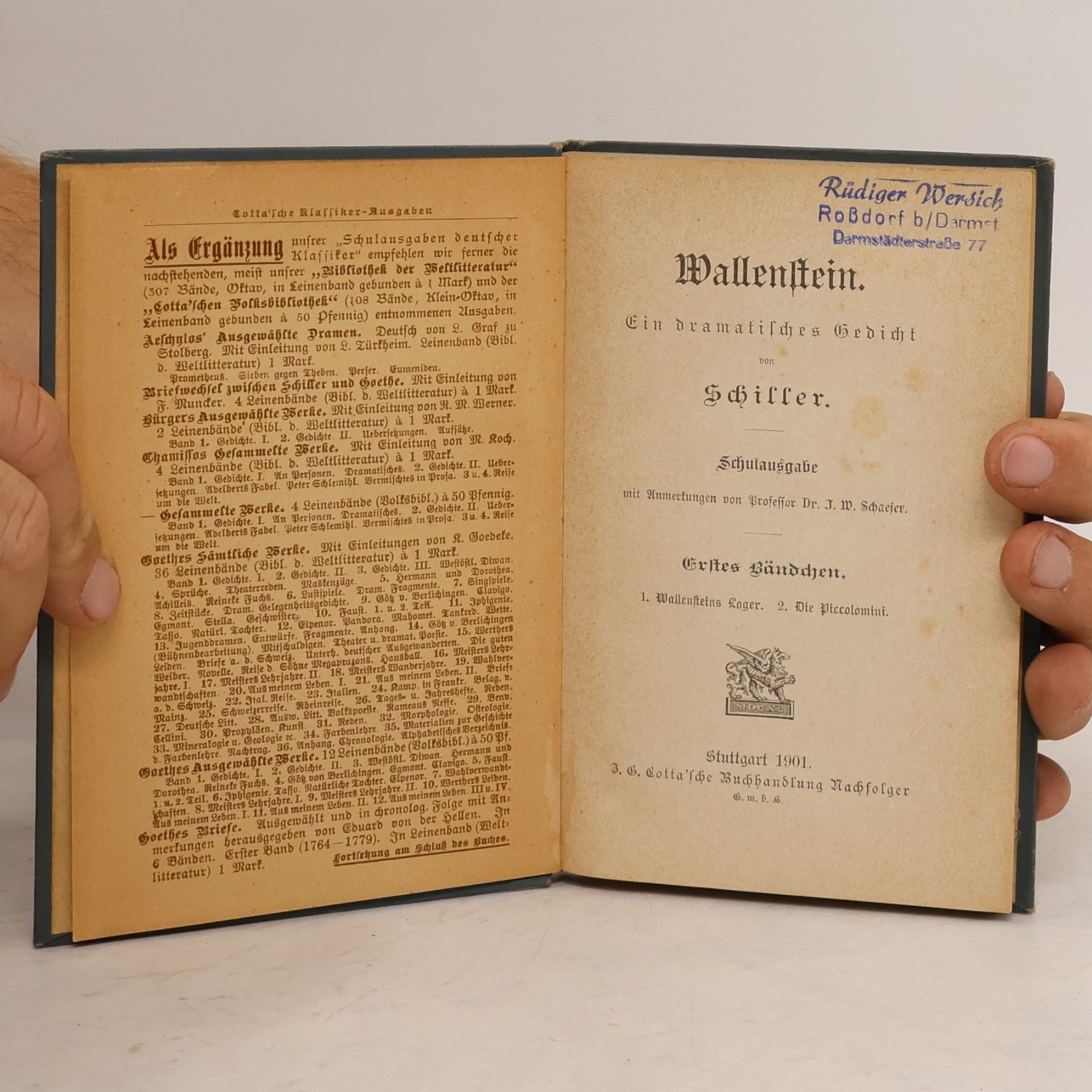 Friedrich Schiller Wallenstein. Ein dramatisches Gedicht. Zweites Bändchen. Wallensteins Tod