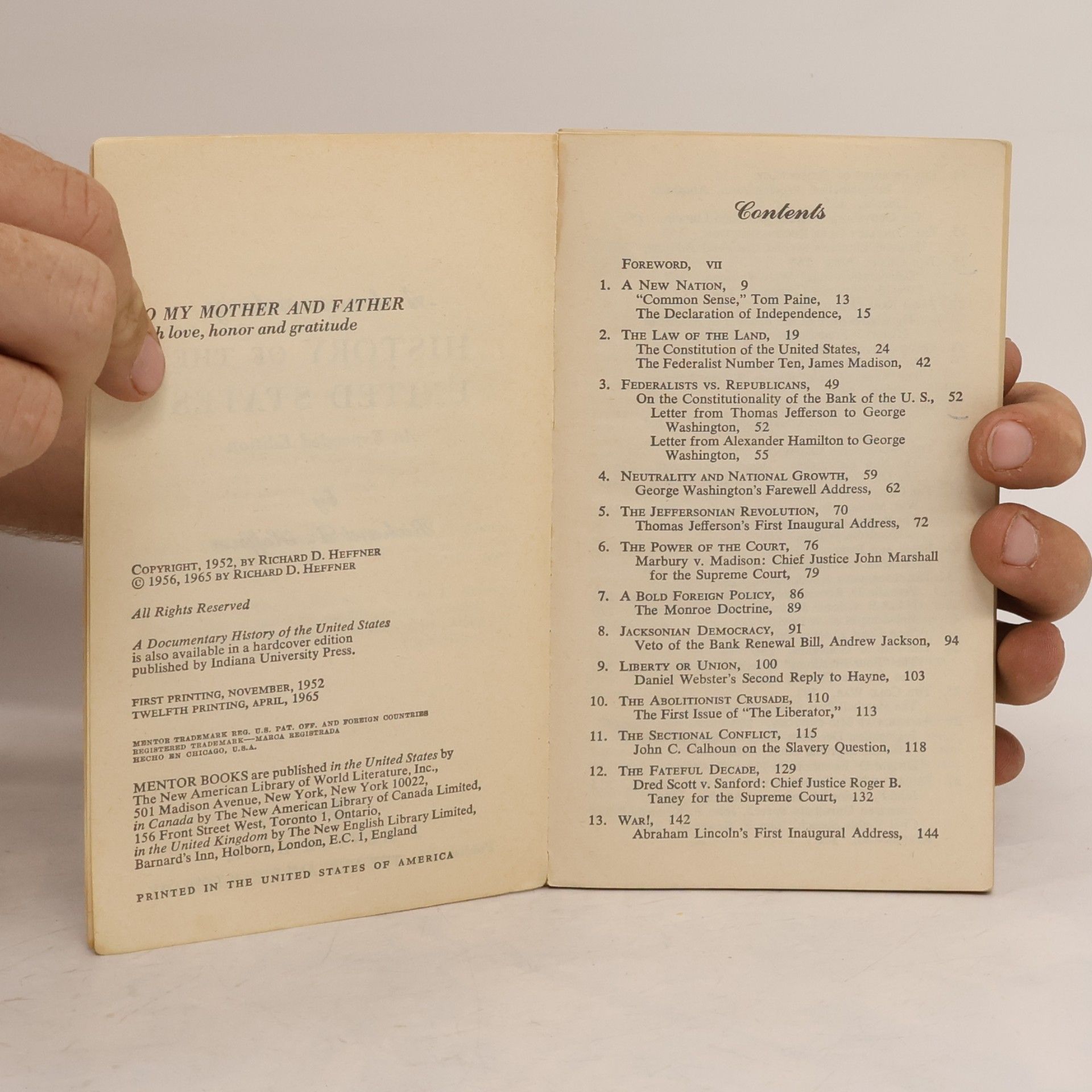Richard D. Heffner A Documentary History of the United States