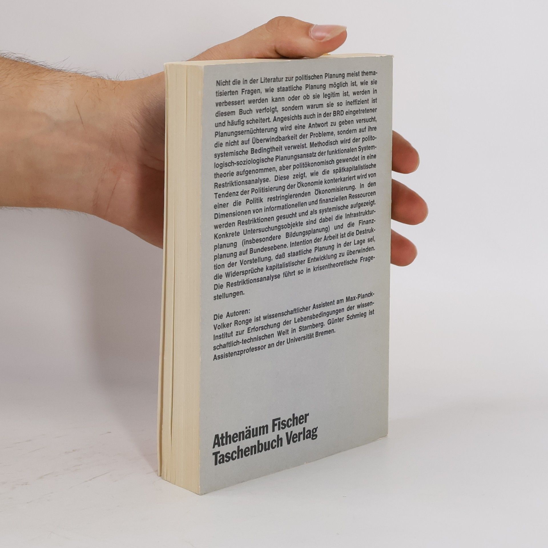 Volker Ronge Fischer Athenäum Taschenbücher: Restriktionen politischer Planung