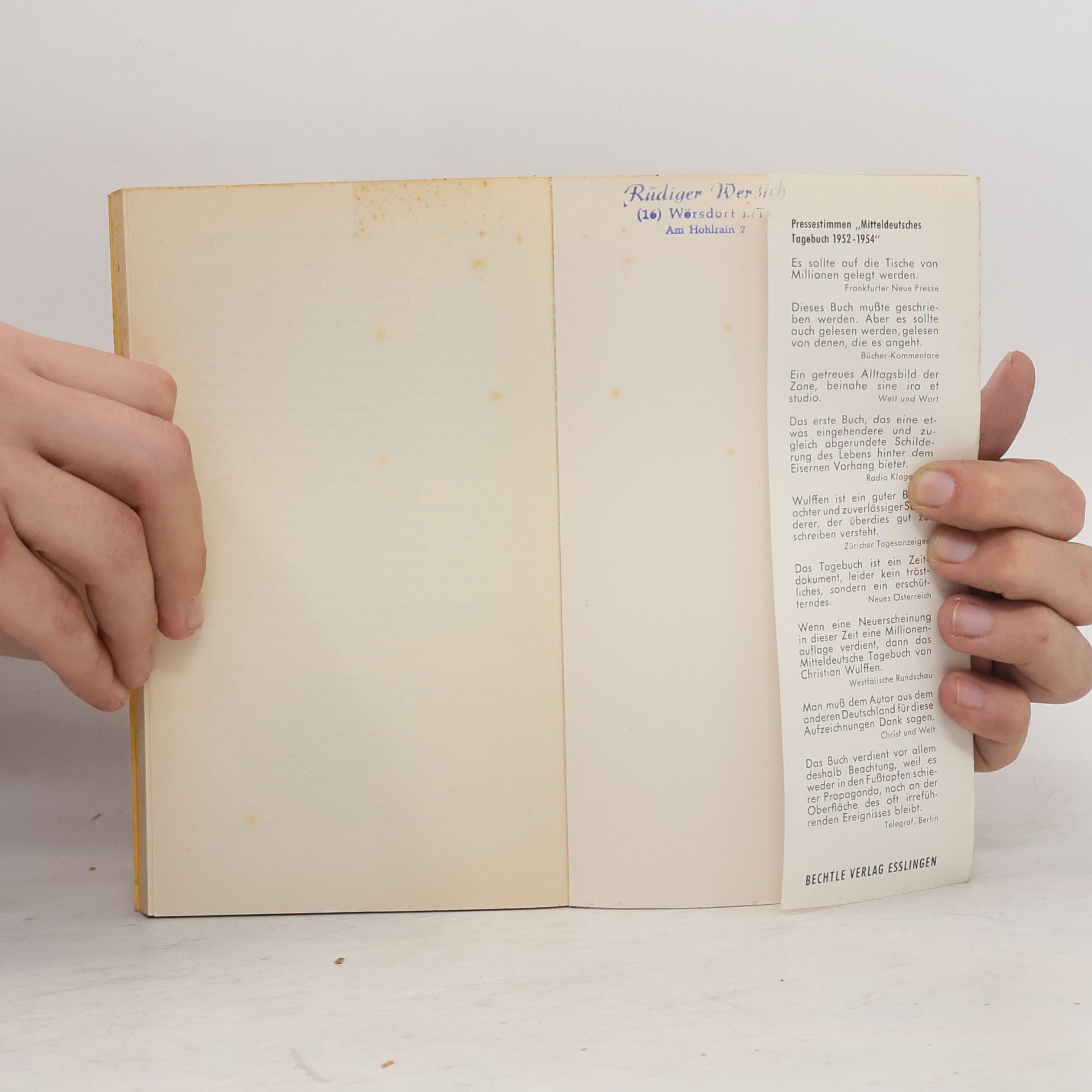 Christian Wulffen Mitteldeutsches Tagebuch II, 1955 - 1957