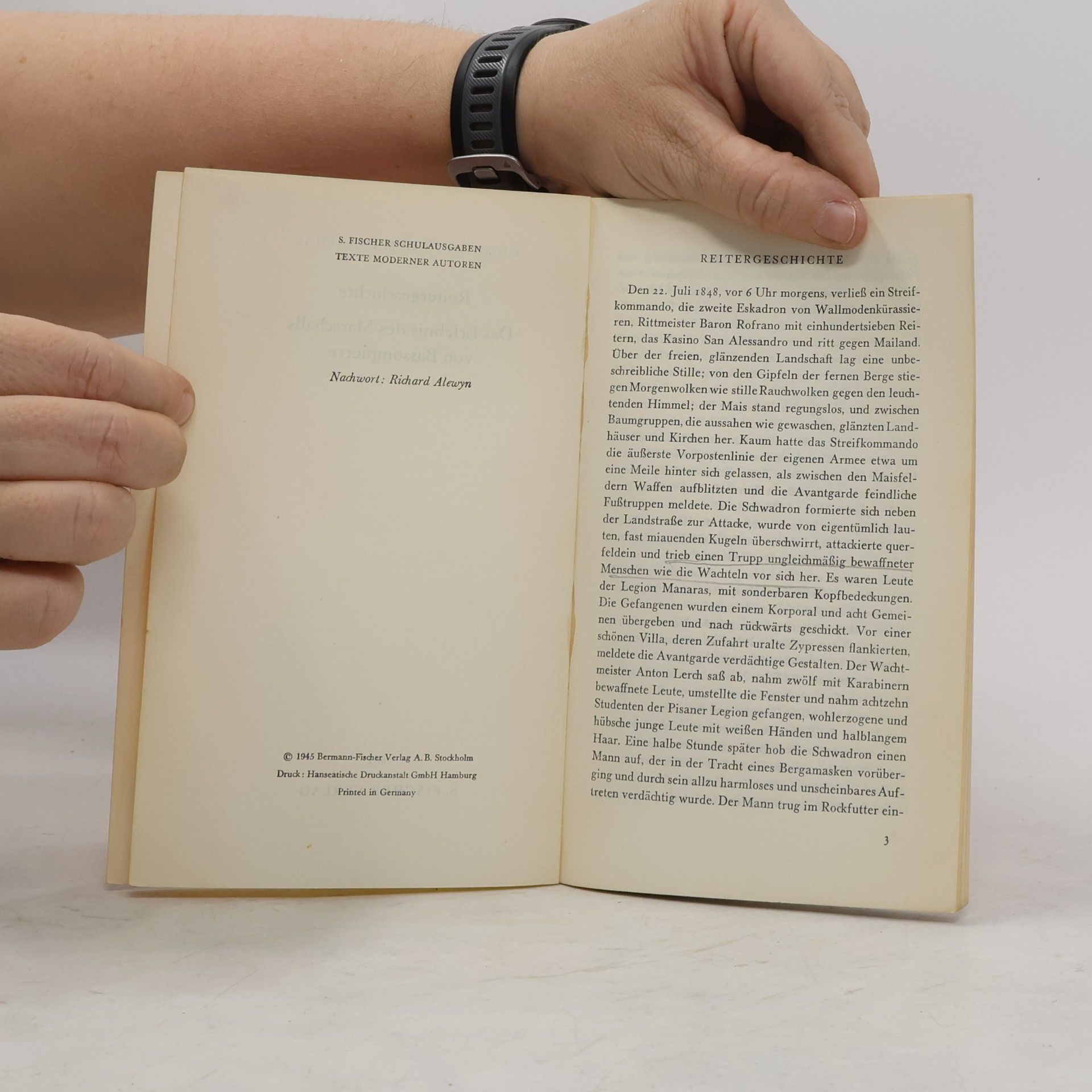Hugo von Hofmannsthal Reitergeschichte. Das Erlebnis des Marschalls von Bassompierre