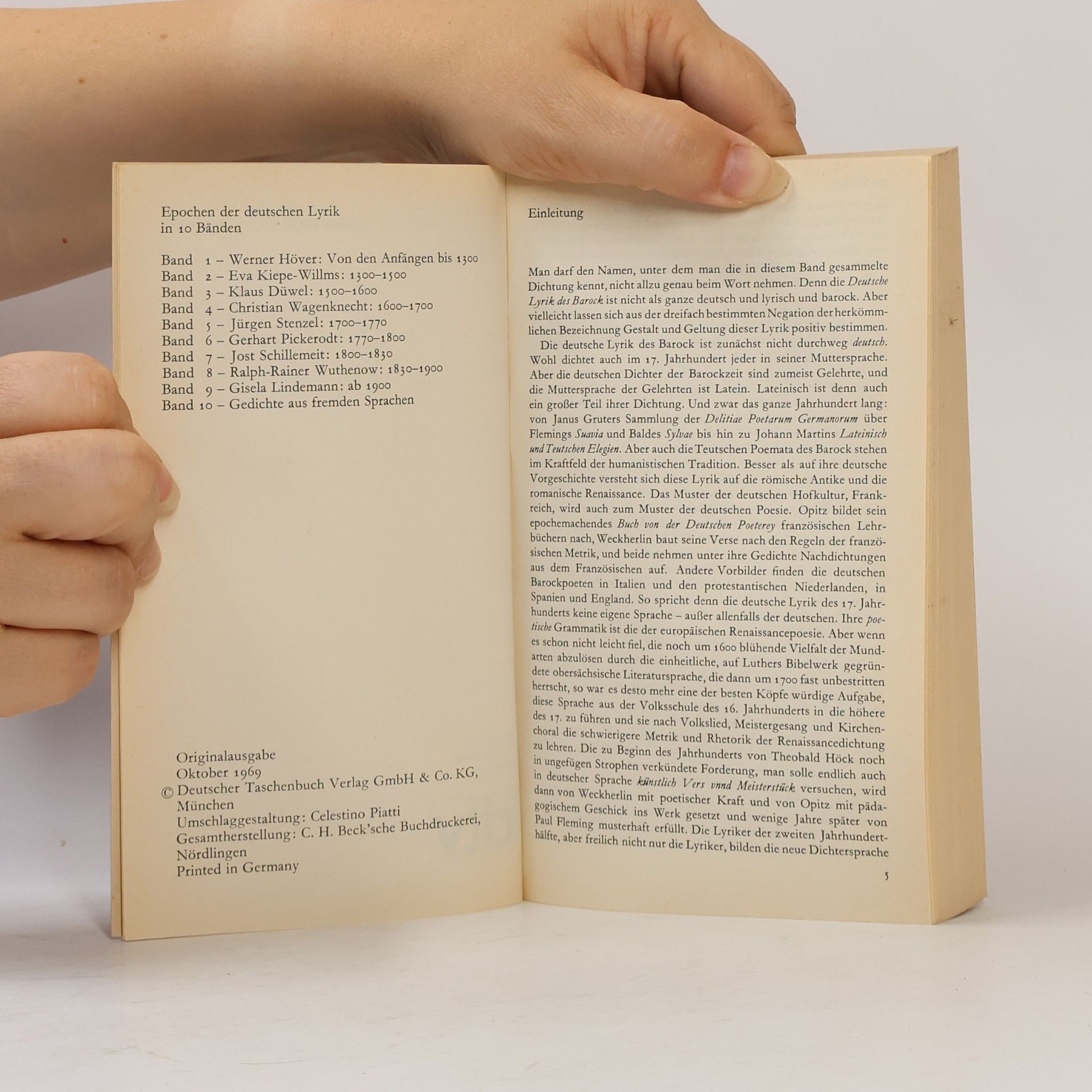 Walther Killy Epochen der deutschen Lyrik 4. 1600 - 1700